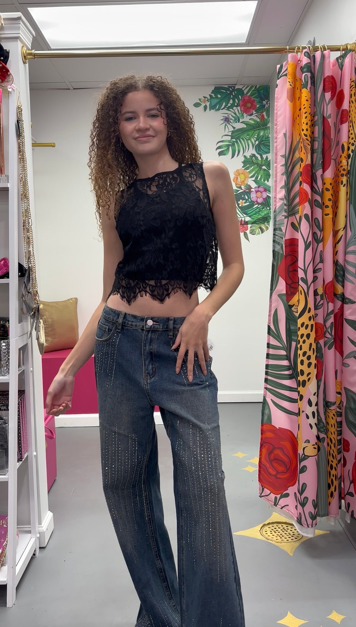 High Rise Wide Leg Bling Jeans