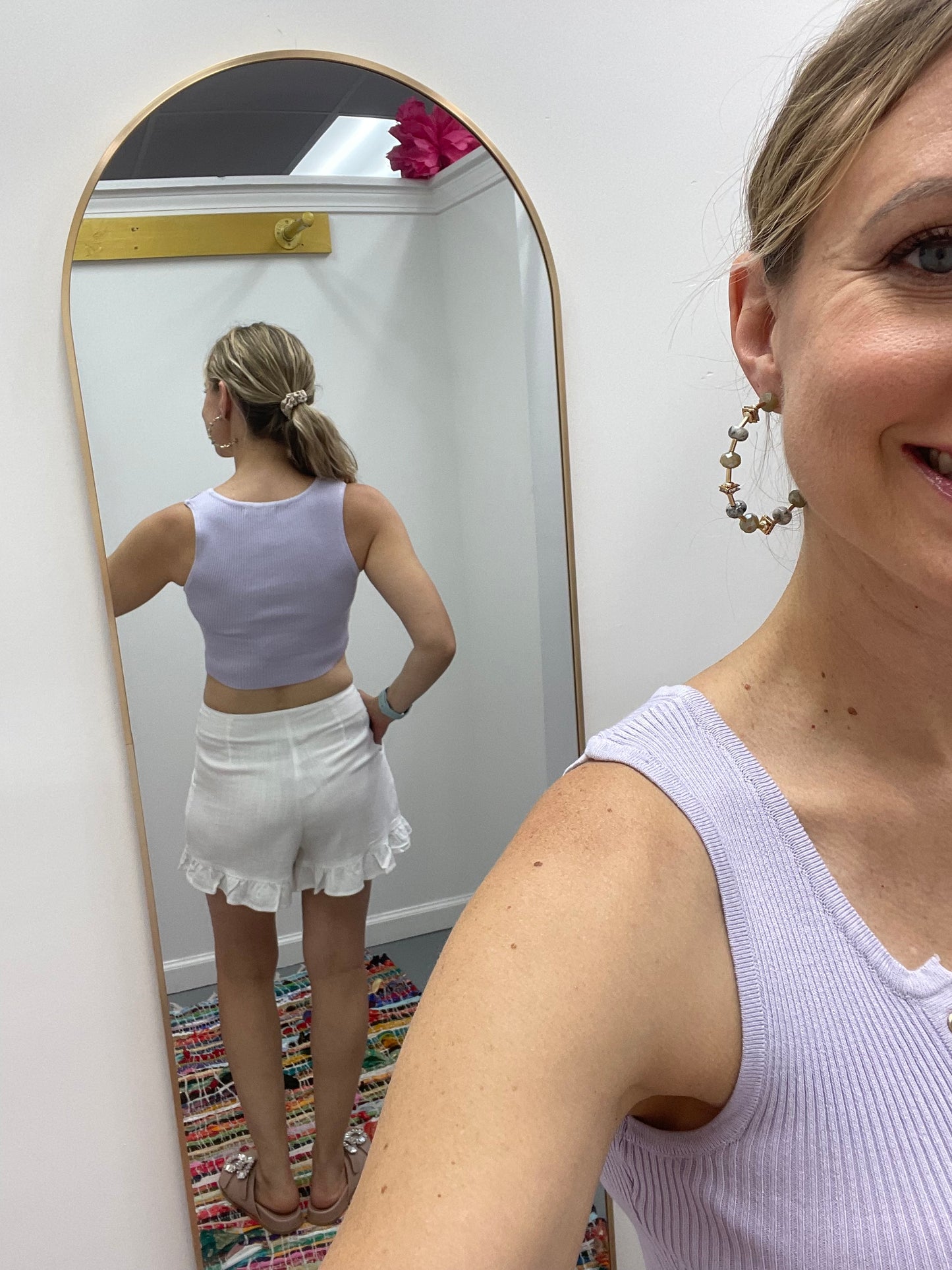 V Neck Buttons Knit Top Lilac