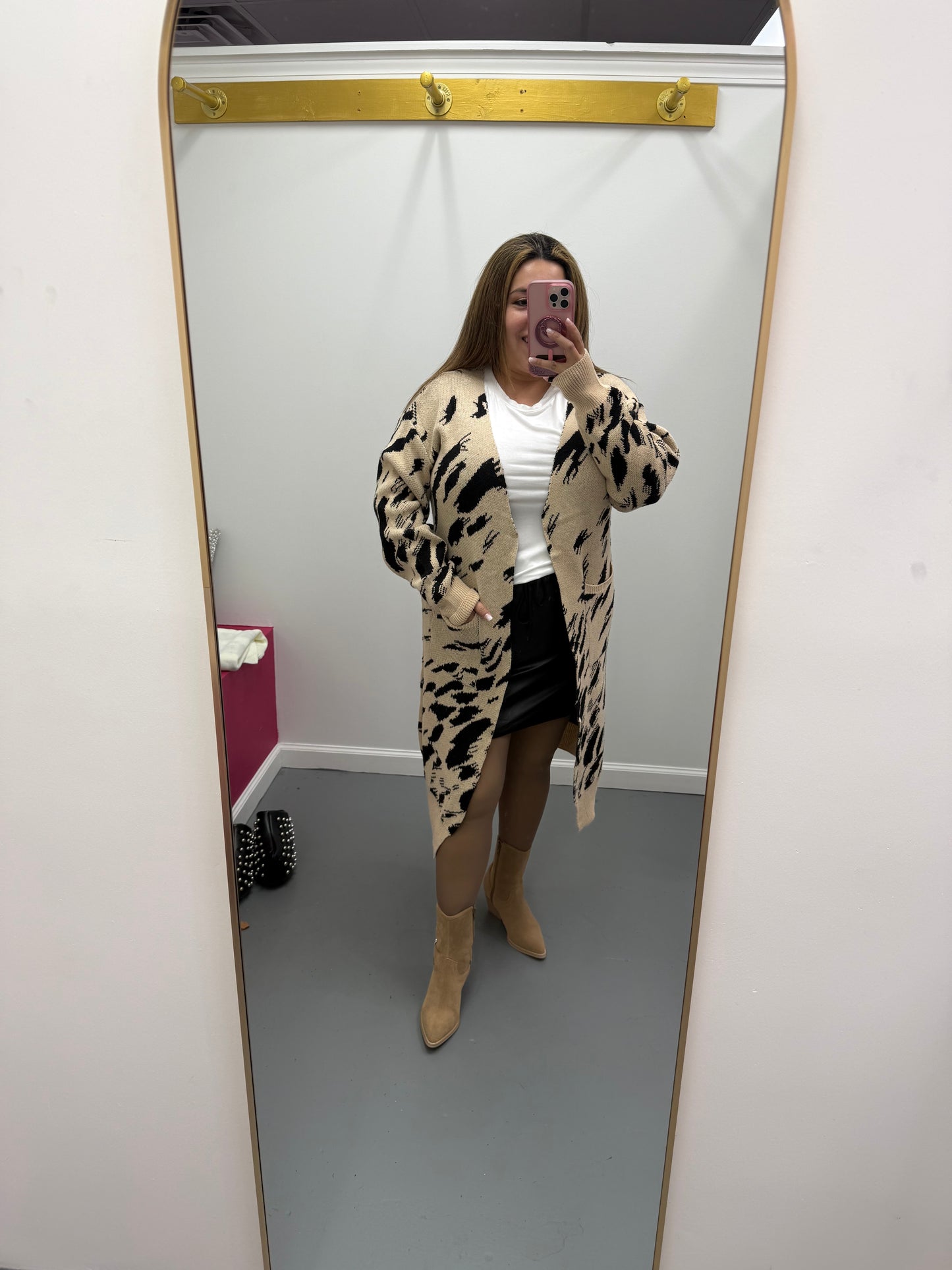 Abstract Animal Print Cardigan