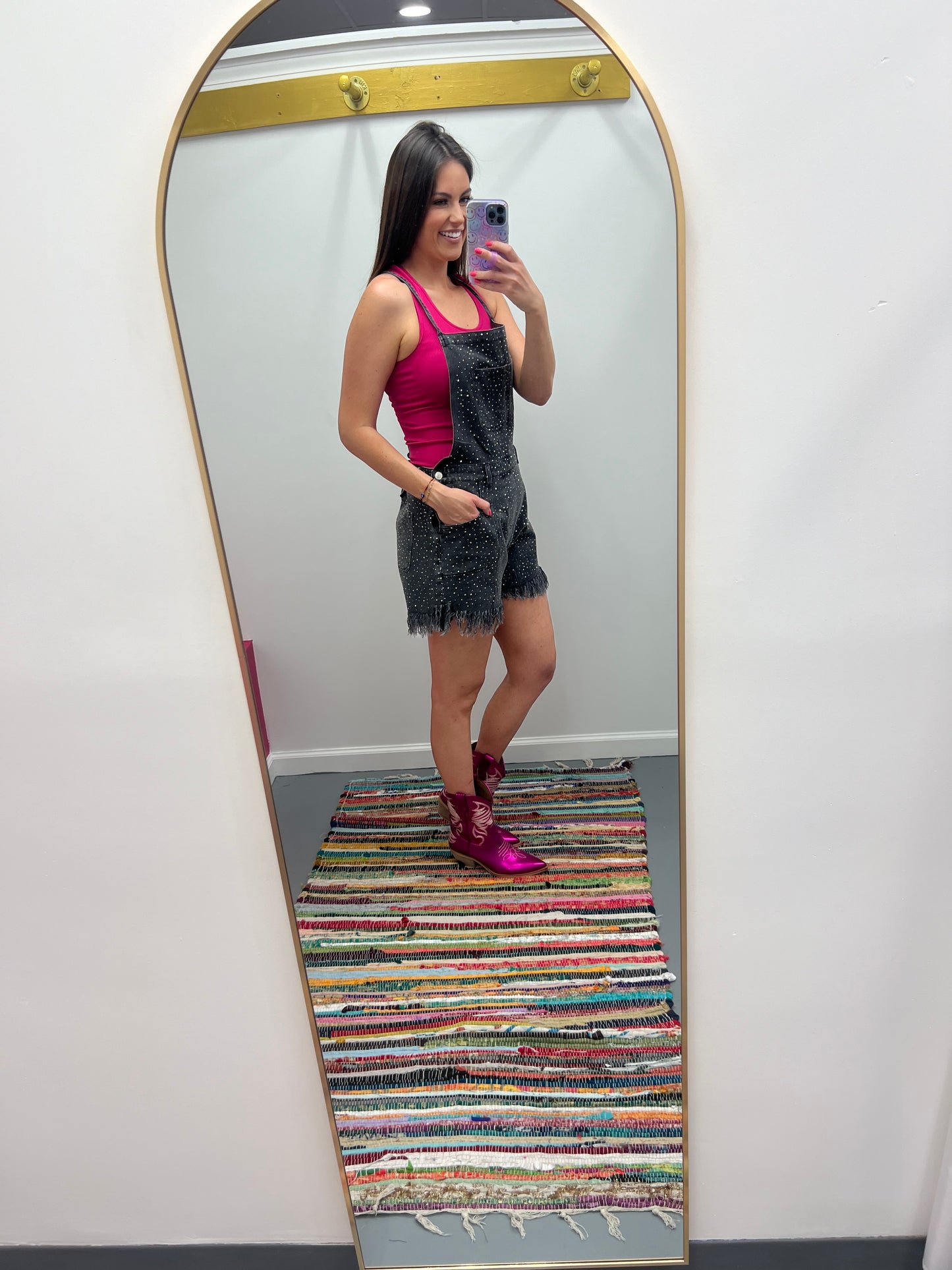 Rhinestone Denim Overalls