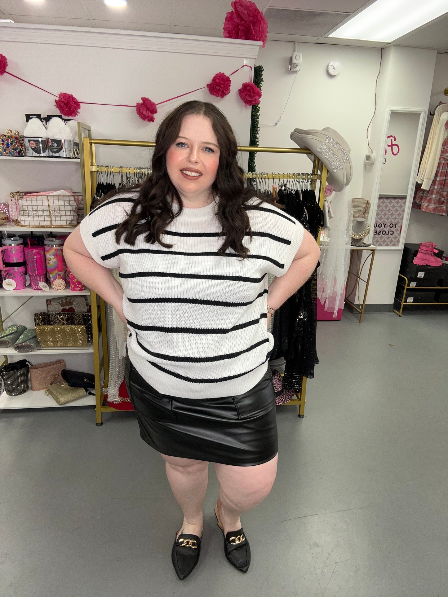 Curvy Striped Knit Top