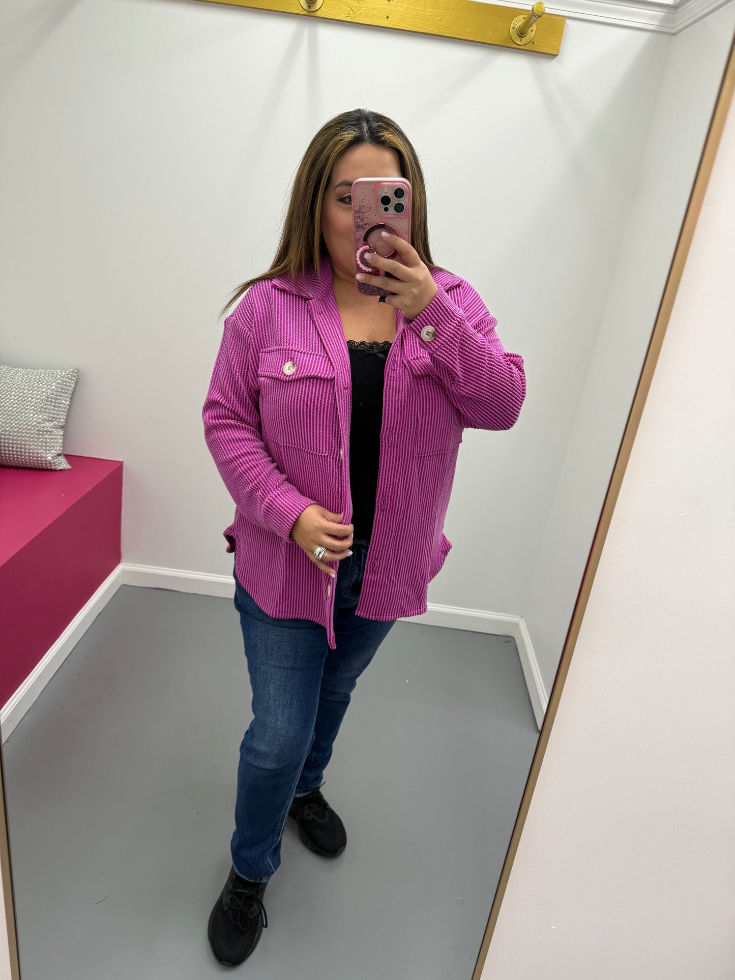Ribbed Blouse Magenta