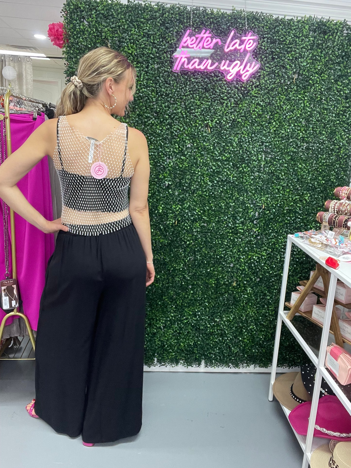 Mesh Bling Top White