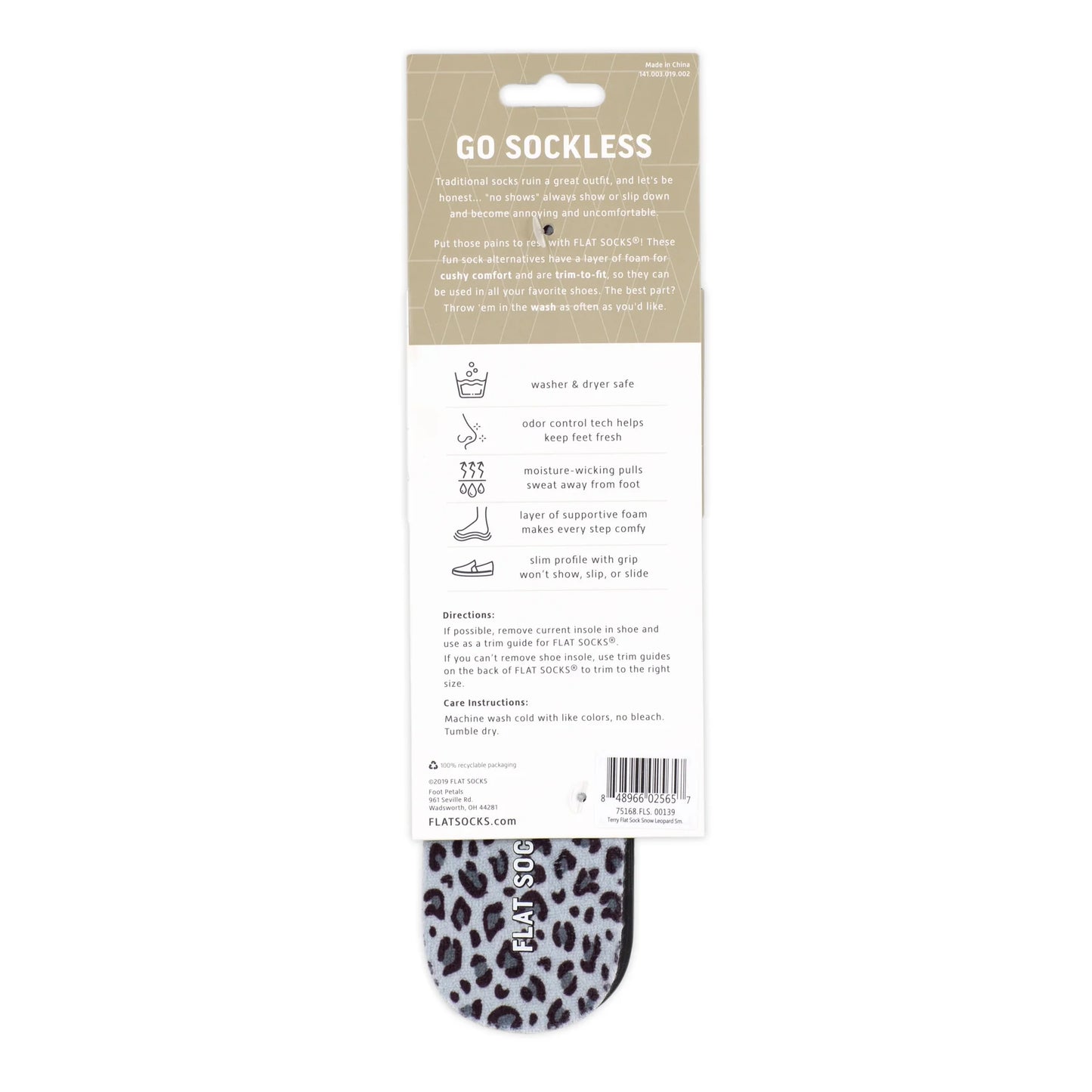 Flat Socks Snow Leopard