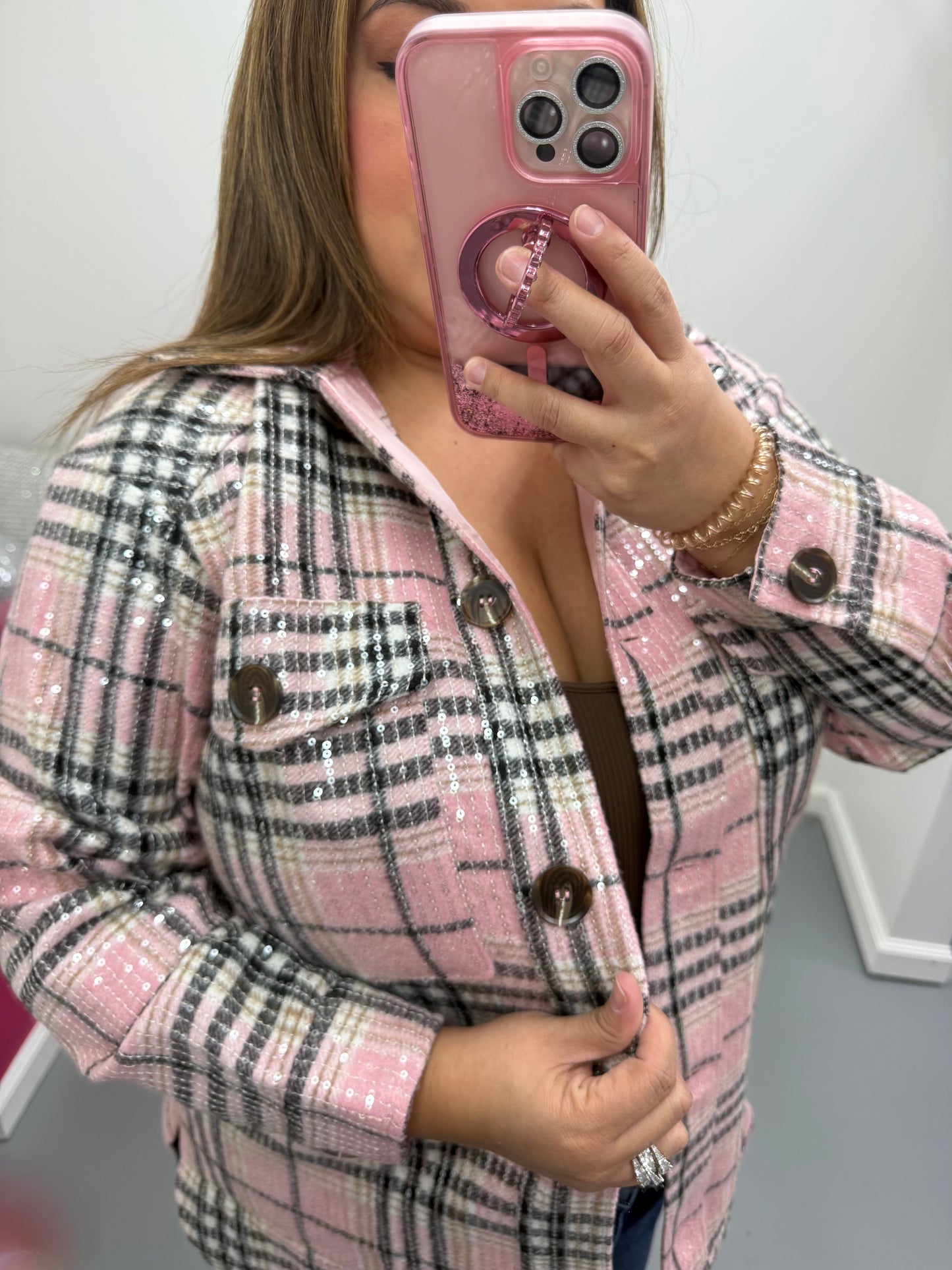 Sequin Plaid Schacket
