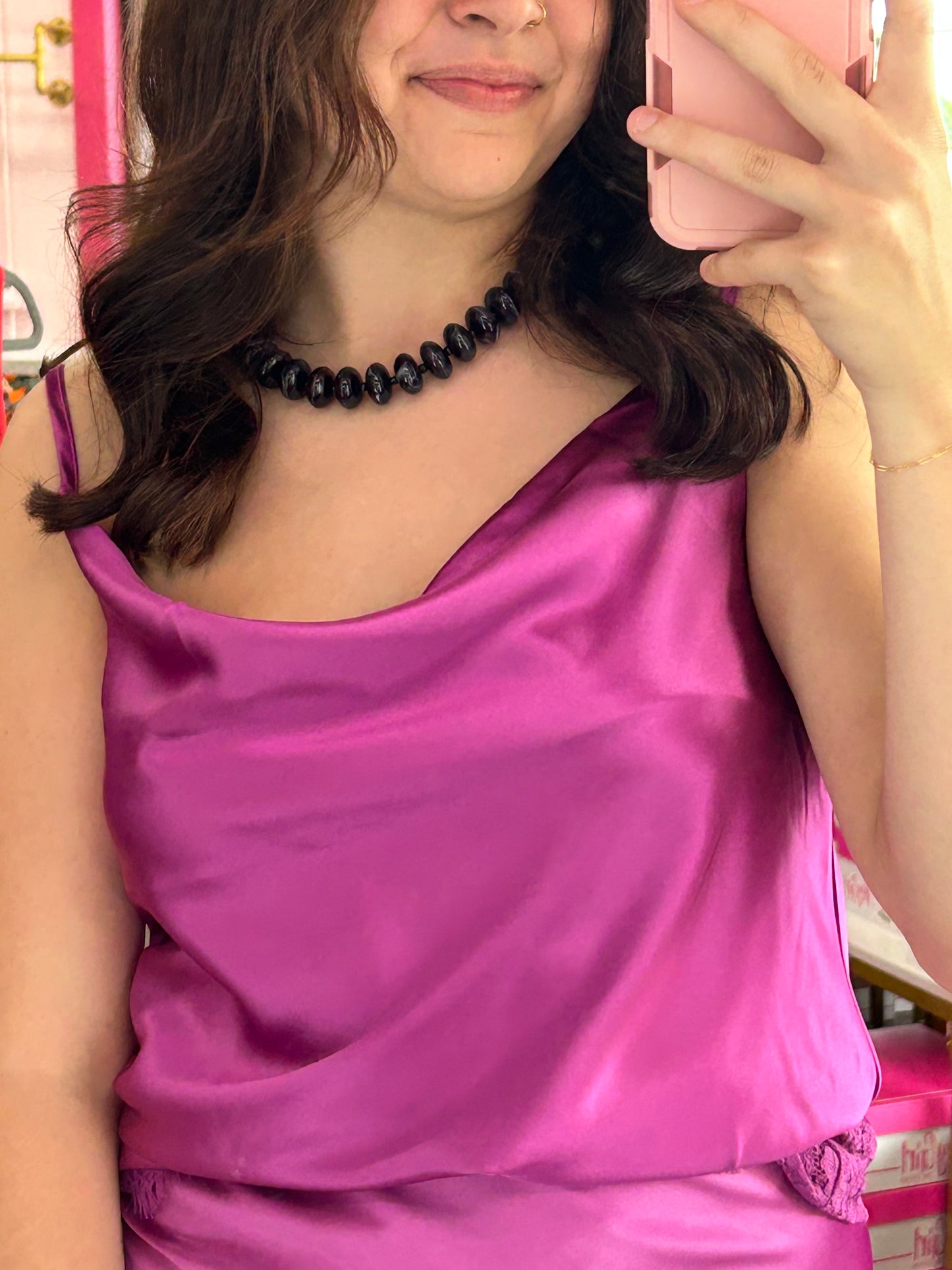 Lace & Satin Cowl Cami Orchid