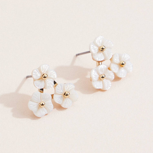 Mother of Pearl Flowers Stud Earrings