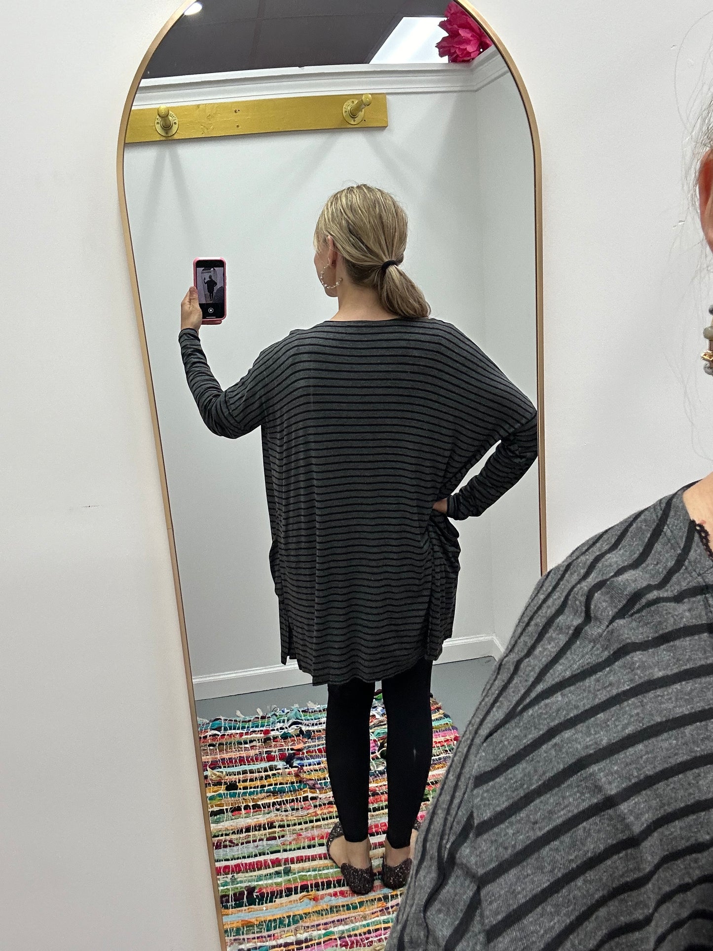 Striped Cardigan Gray