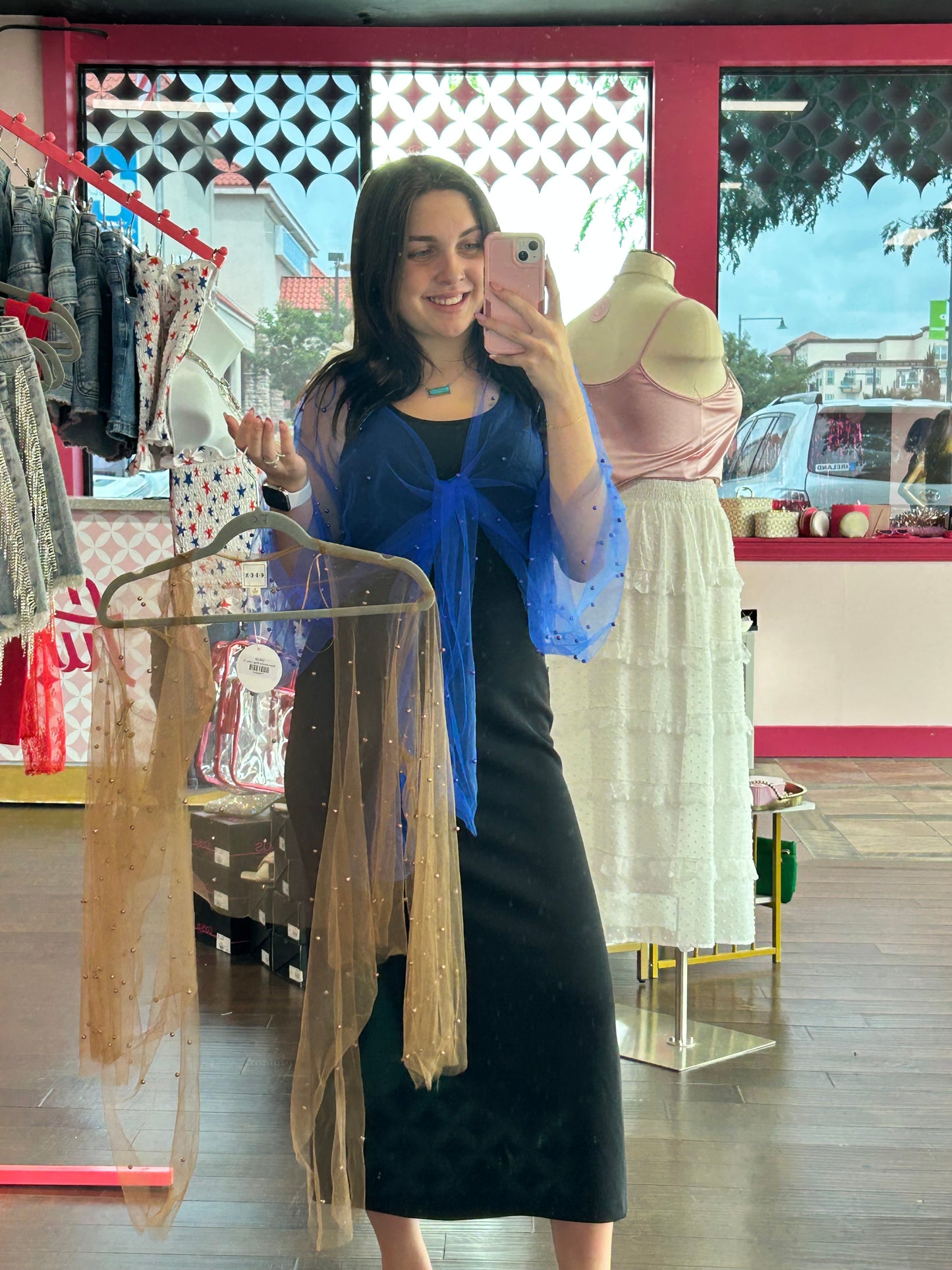 Mesh Beaded Wrap Latte
