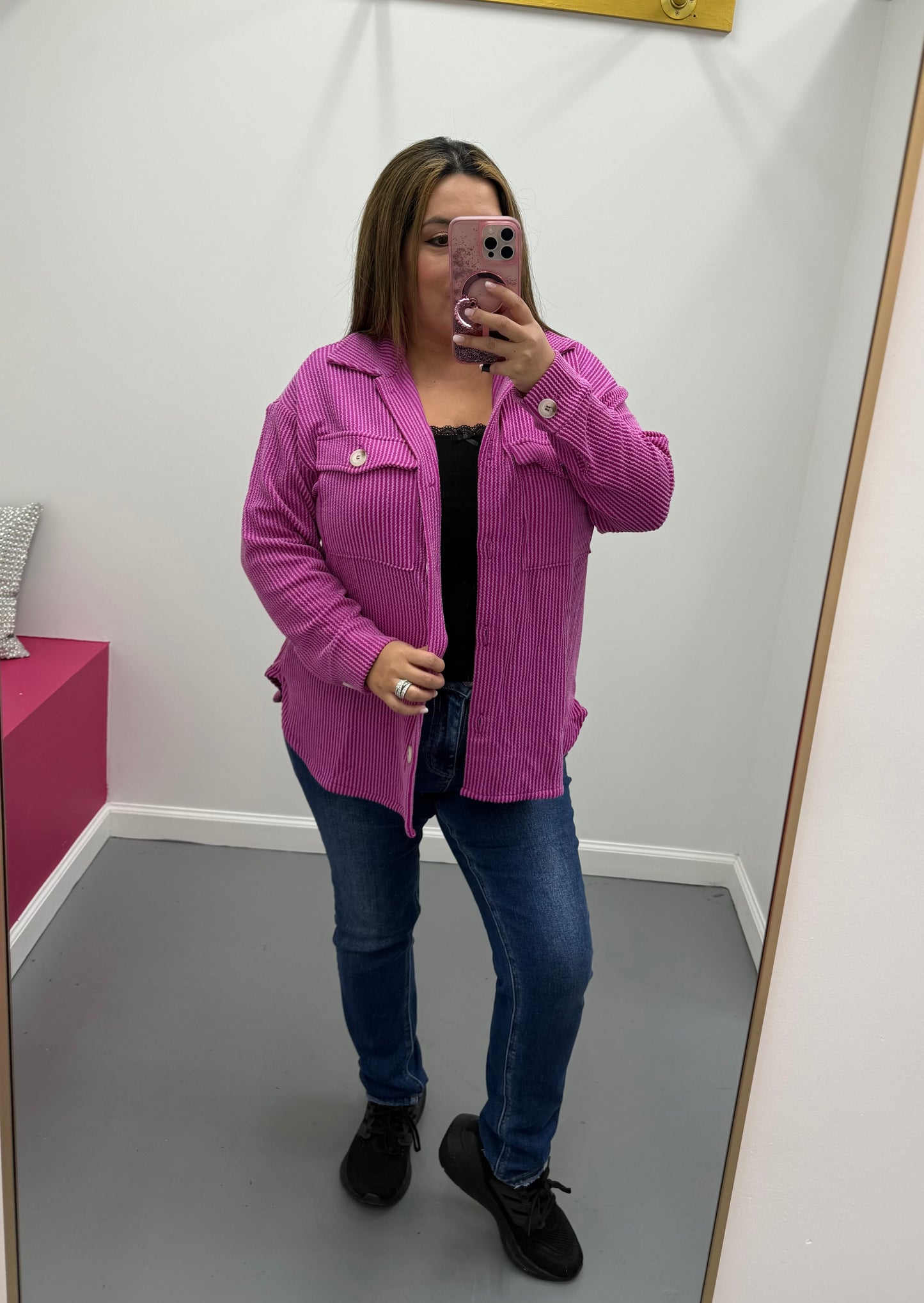 Ribbed Blouse Magenta
