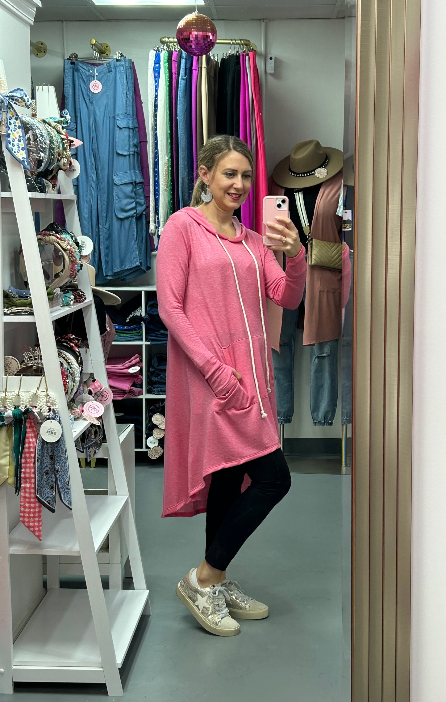 Hoodie Comfy Tunic Pink
