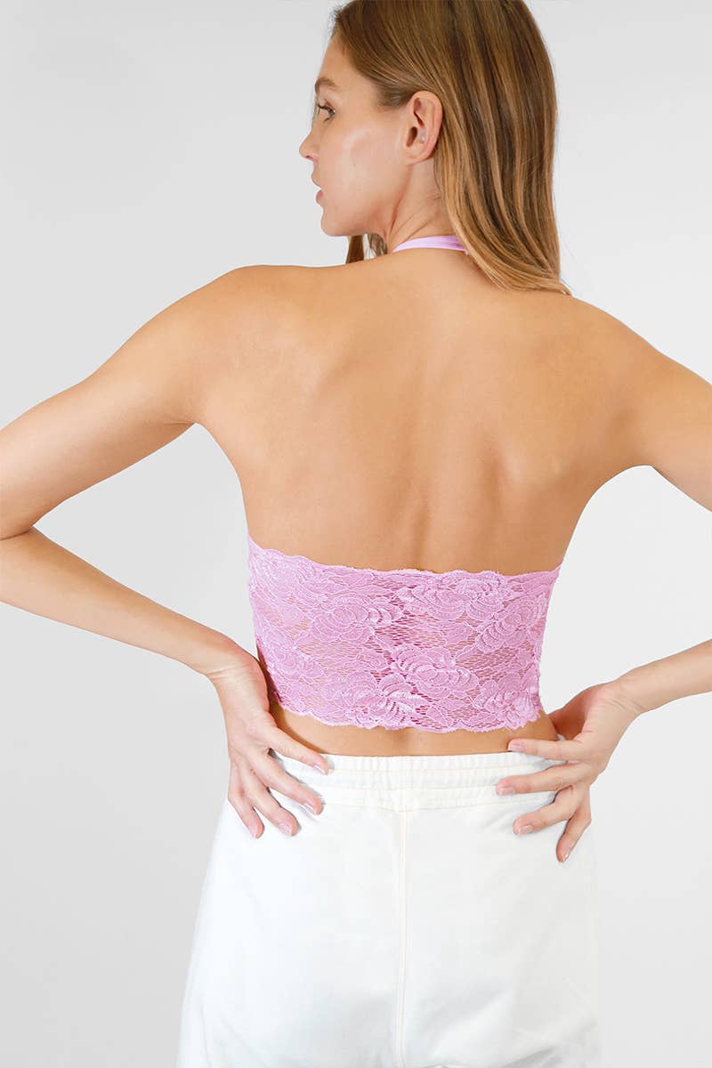 Lace Back Halter Crop Sage