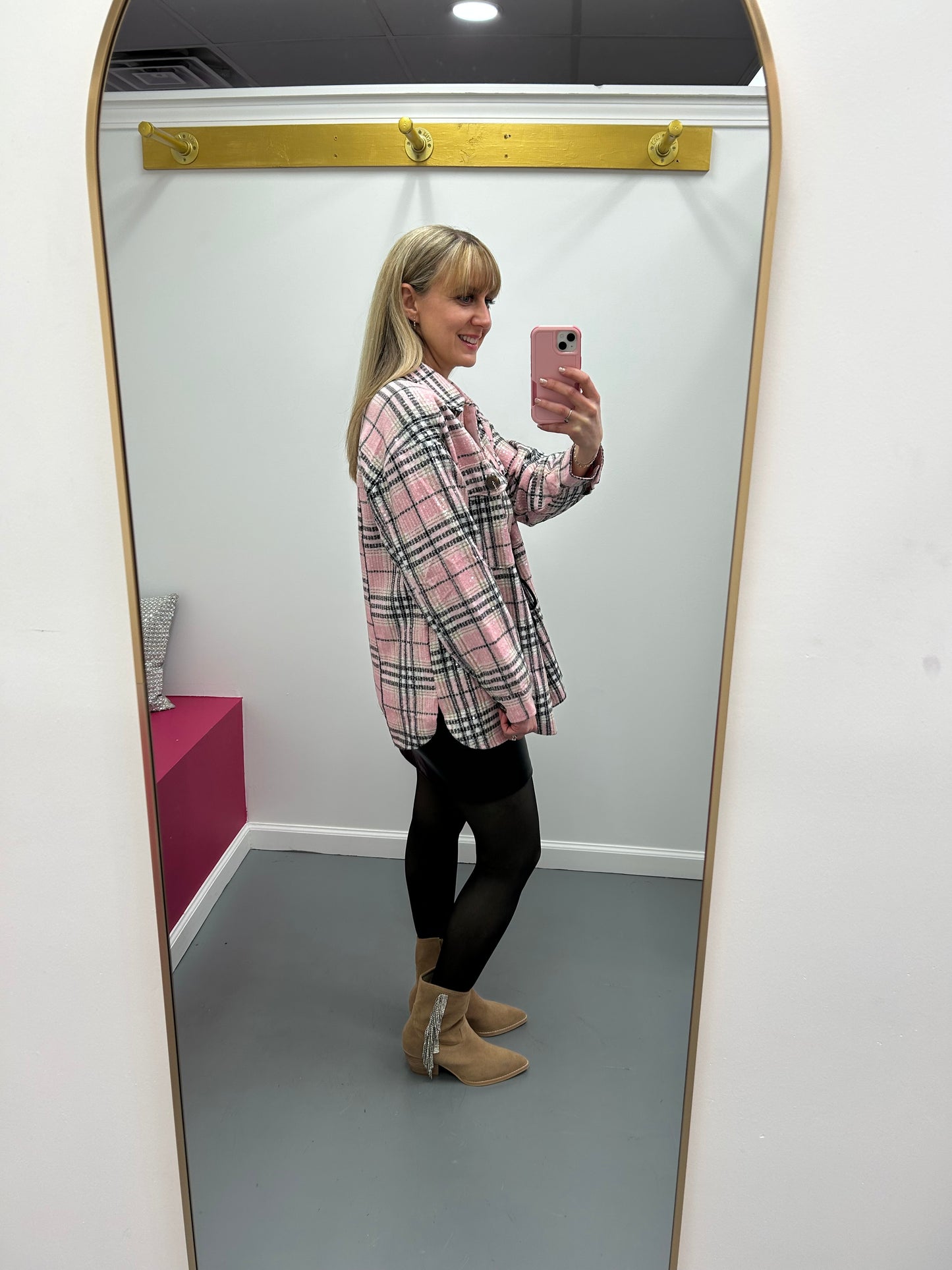 Sequin Plaid Schacket