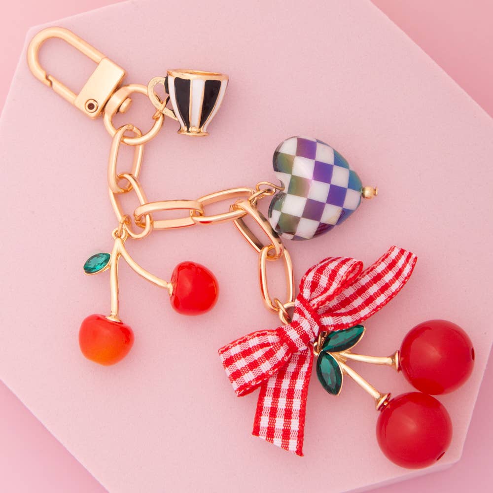 Bag Charms Cherry Bow