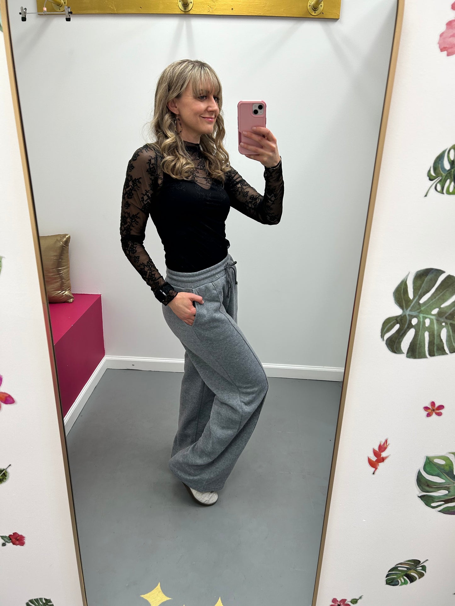 Wide Leg Scuba Sweatpants Gray