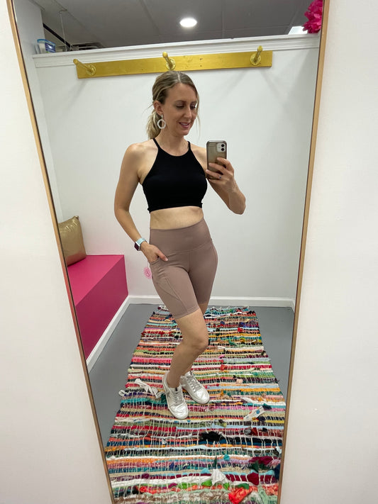 Biker Shorts w/Pockets Taupe