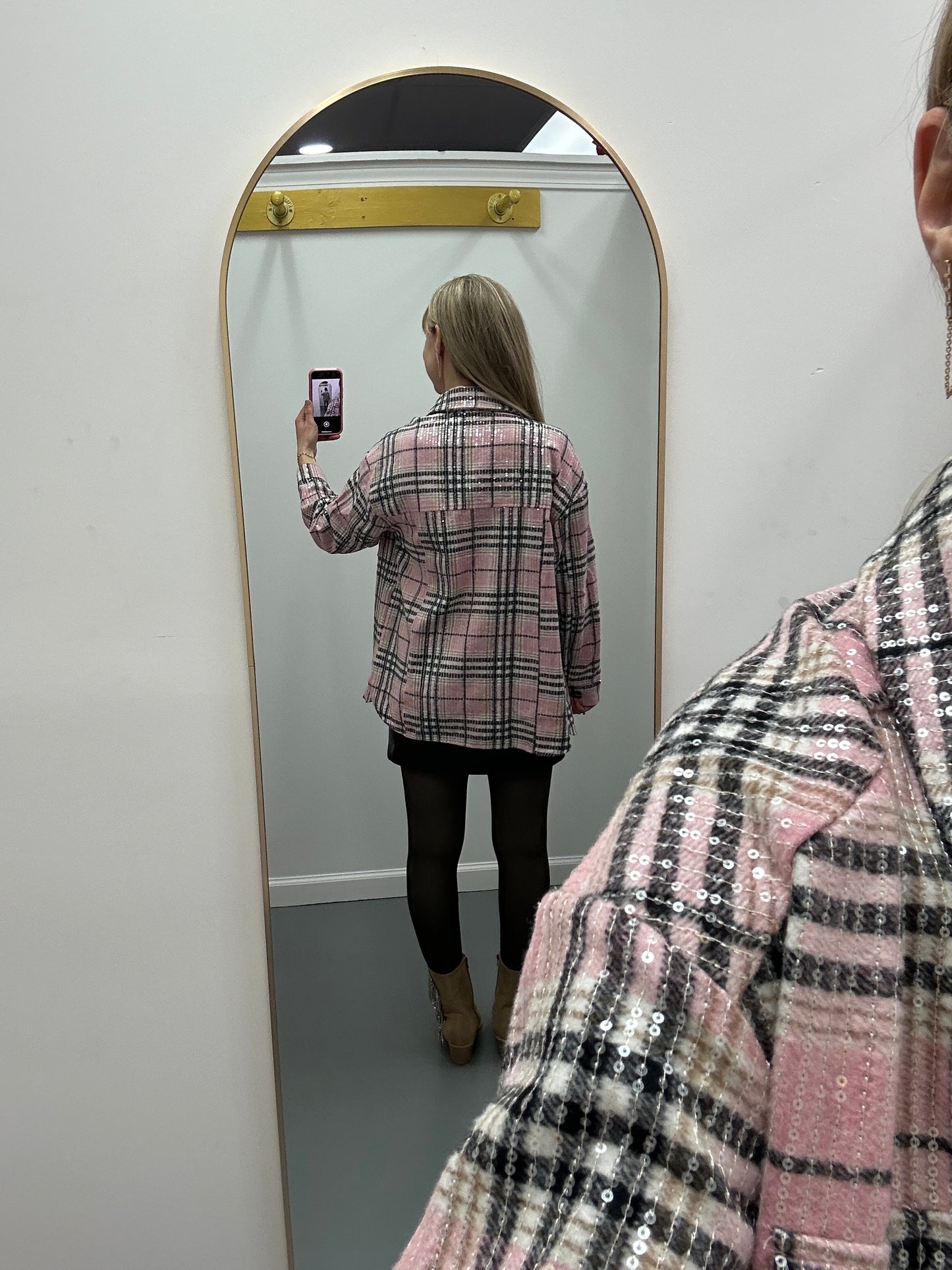 Sequin Plaid Schacket