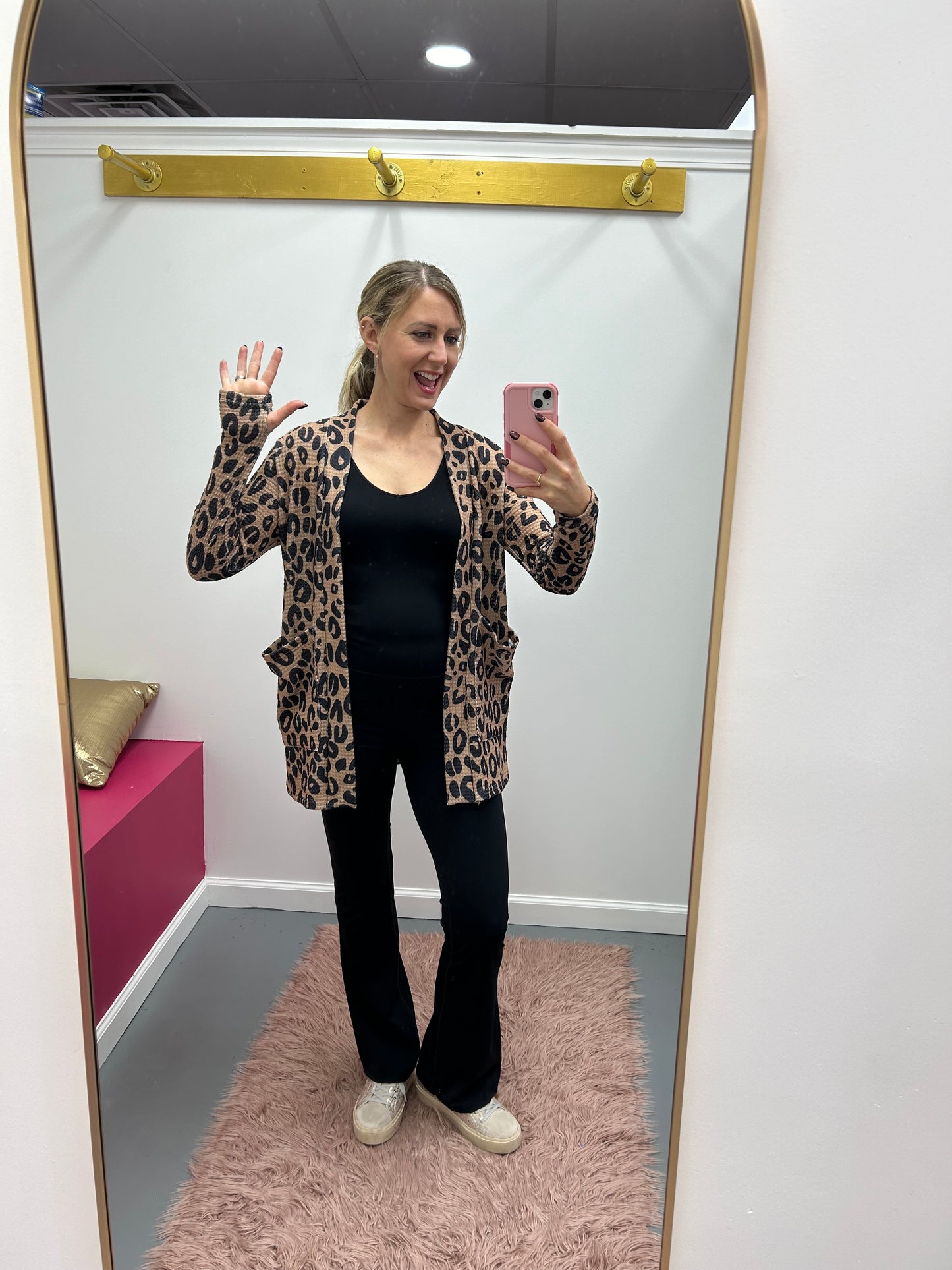 Waffle Cheetah Cardigan