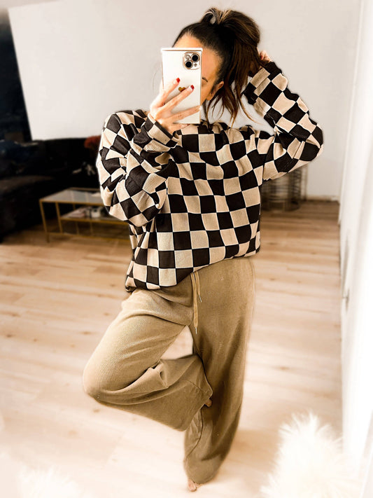 Checkered Casual Glam Pants