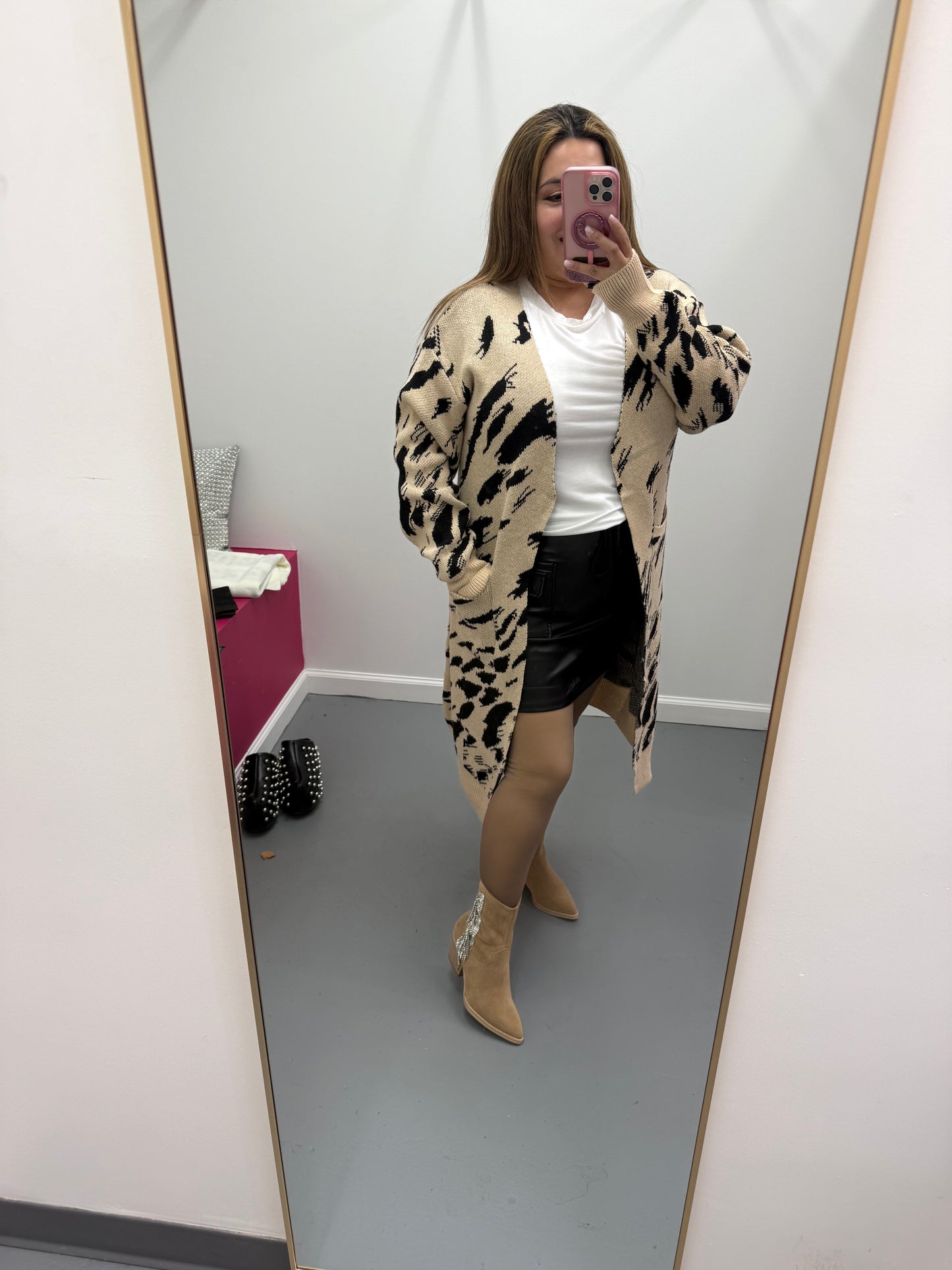 Abstract Animal Print Cardigan