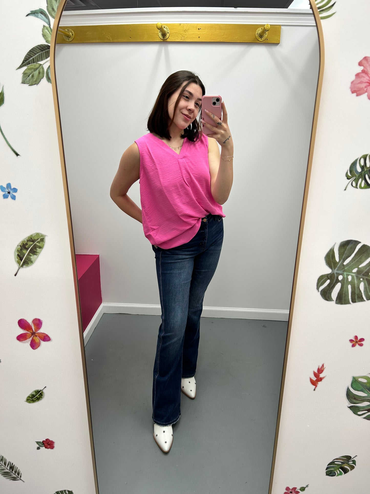 Layering Tank V-Neck/ Hot Pink