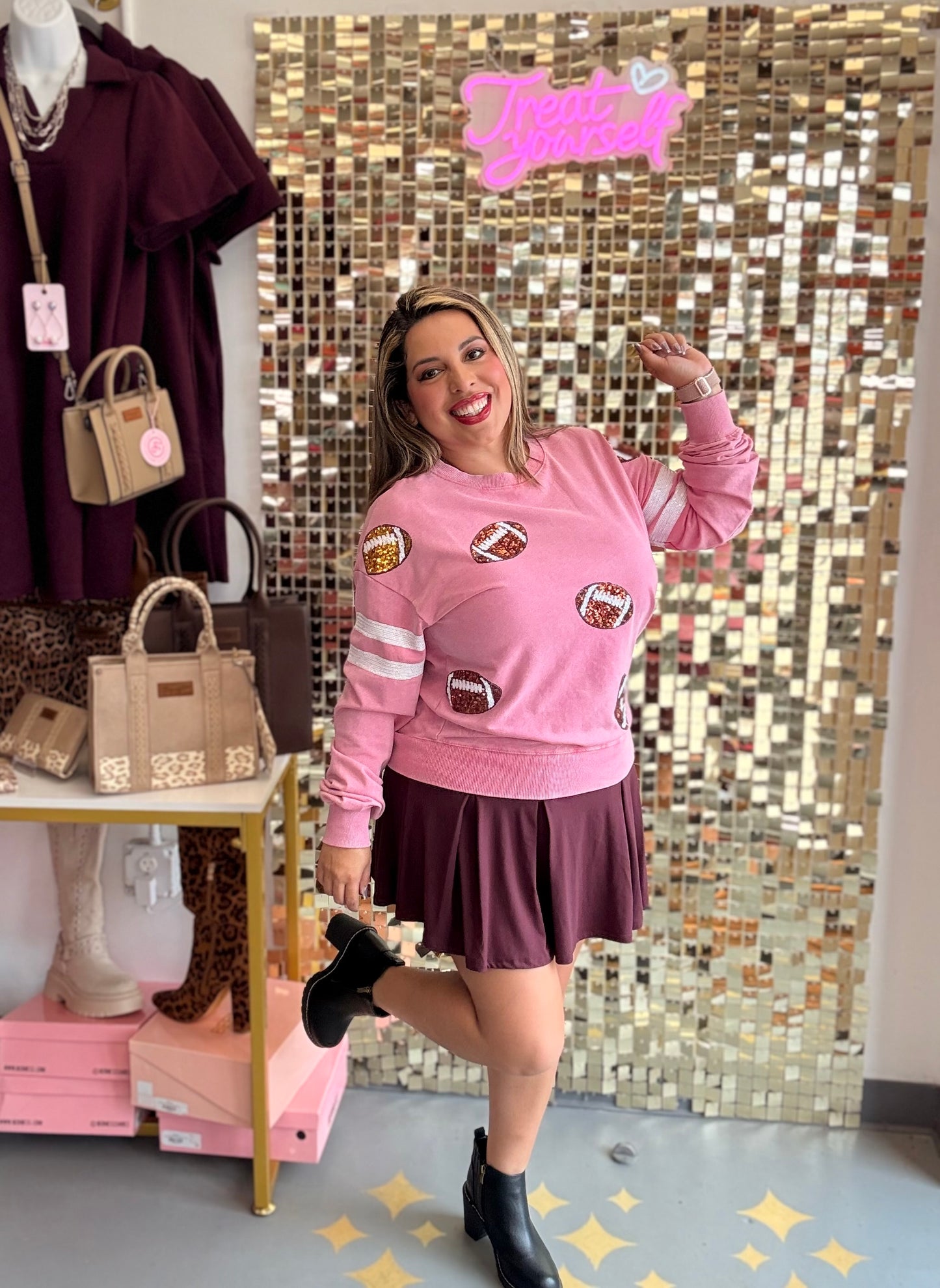 Sequin Footballs Pink Sweatshirt