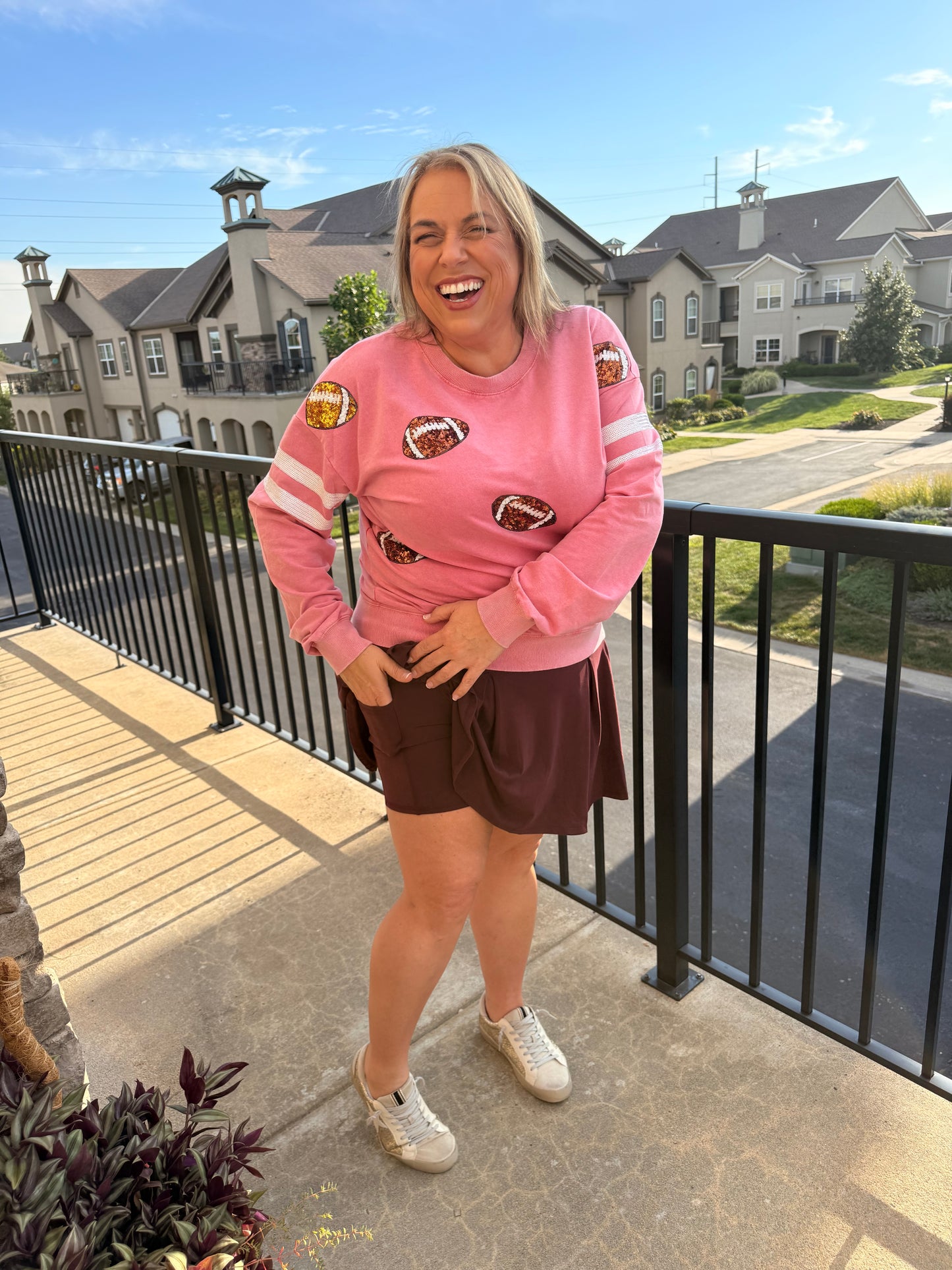 Sequin Footballs Pink Sweatshirt