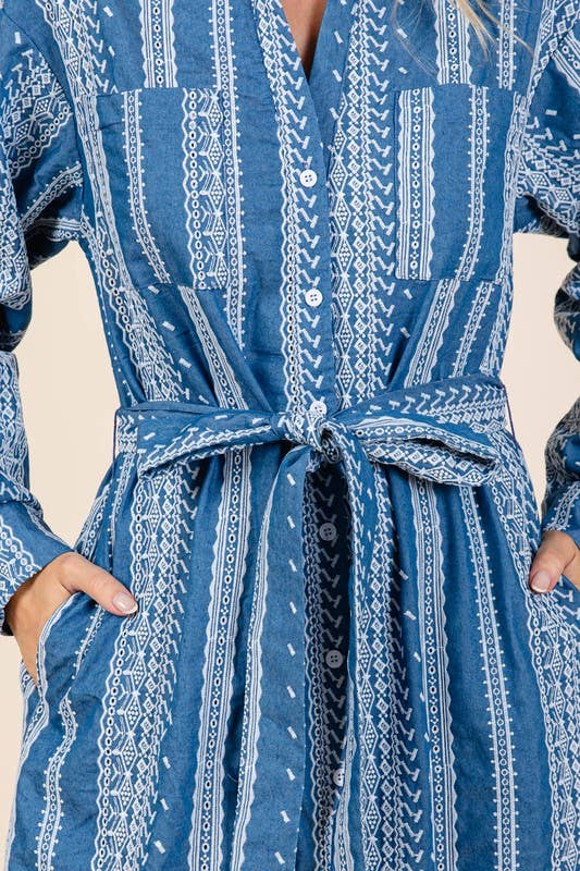 Embroidered Shirt Dress