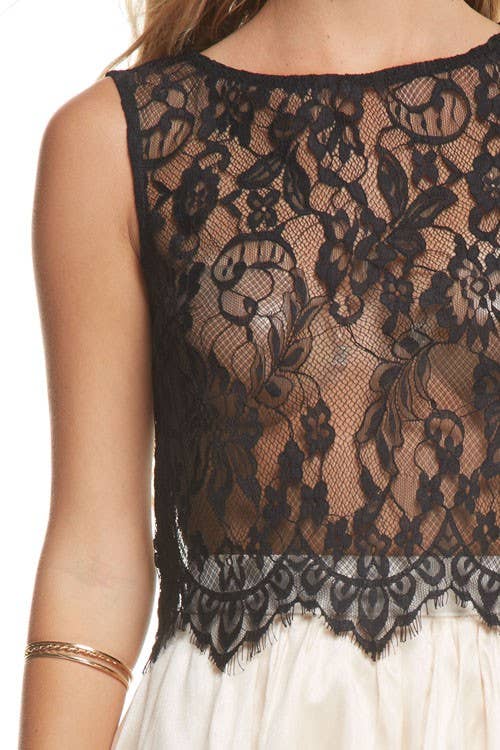 Sheer Lace Crop Top Black