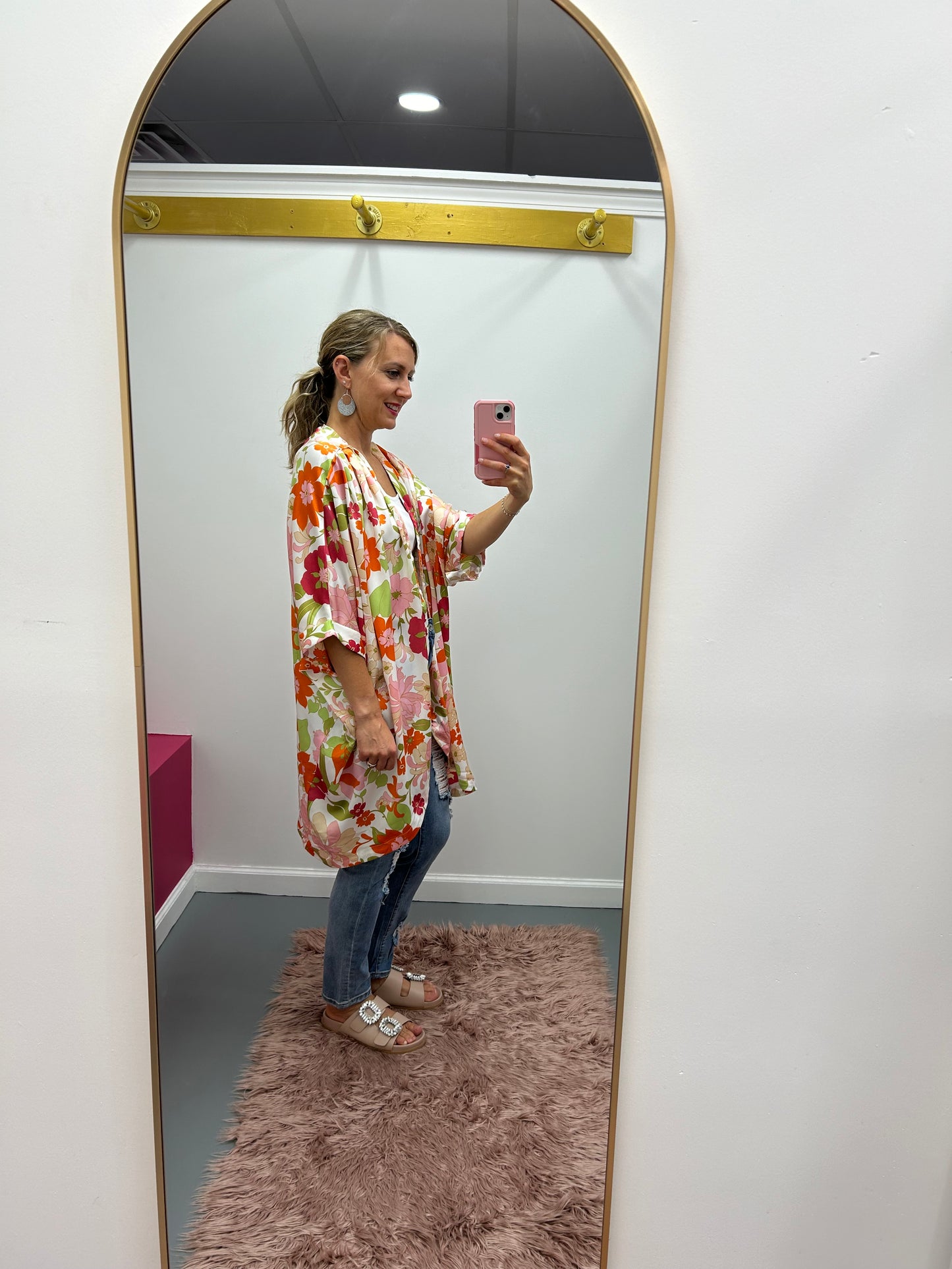 Satin Floral Kimono