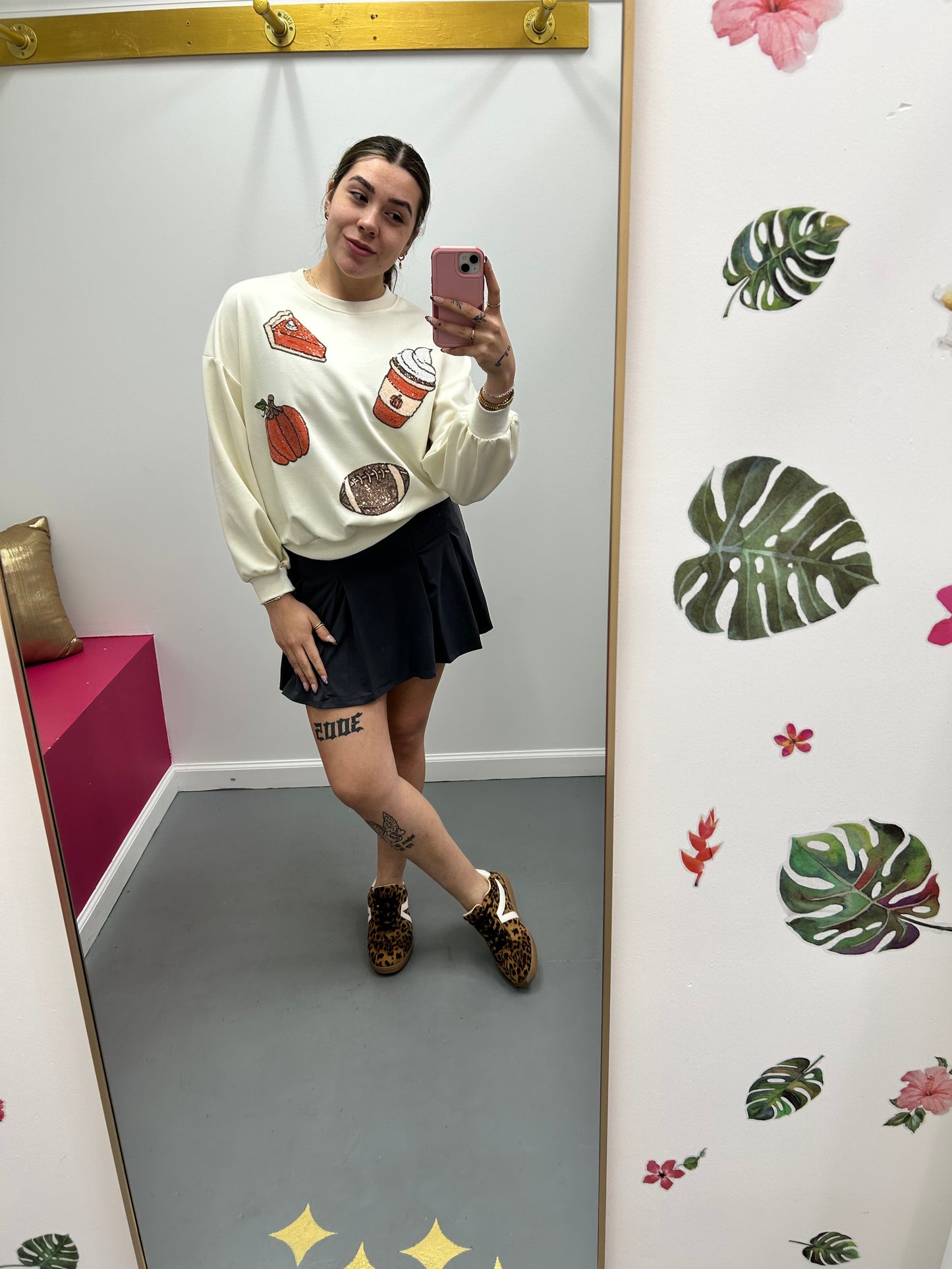 Pleat Belt Loop Skort Charcoal