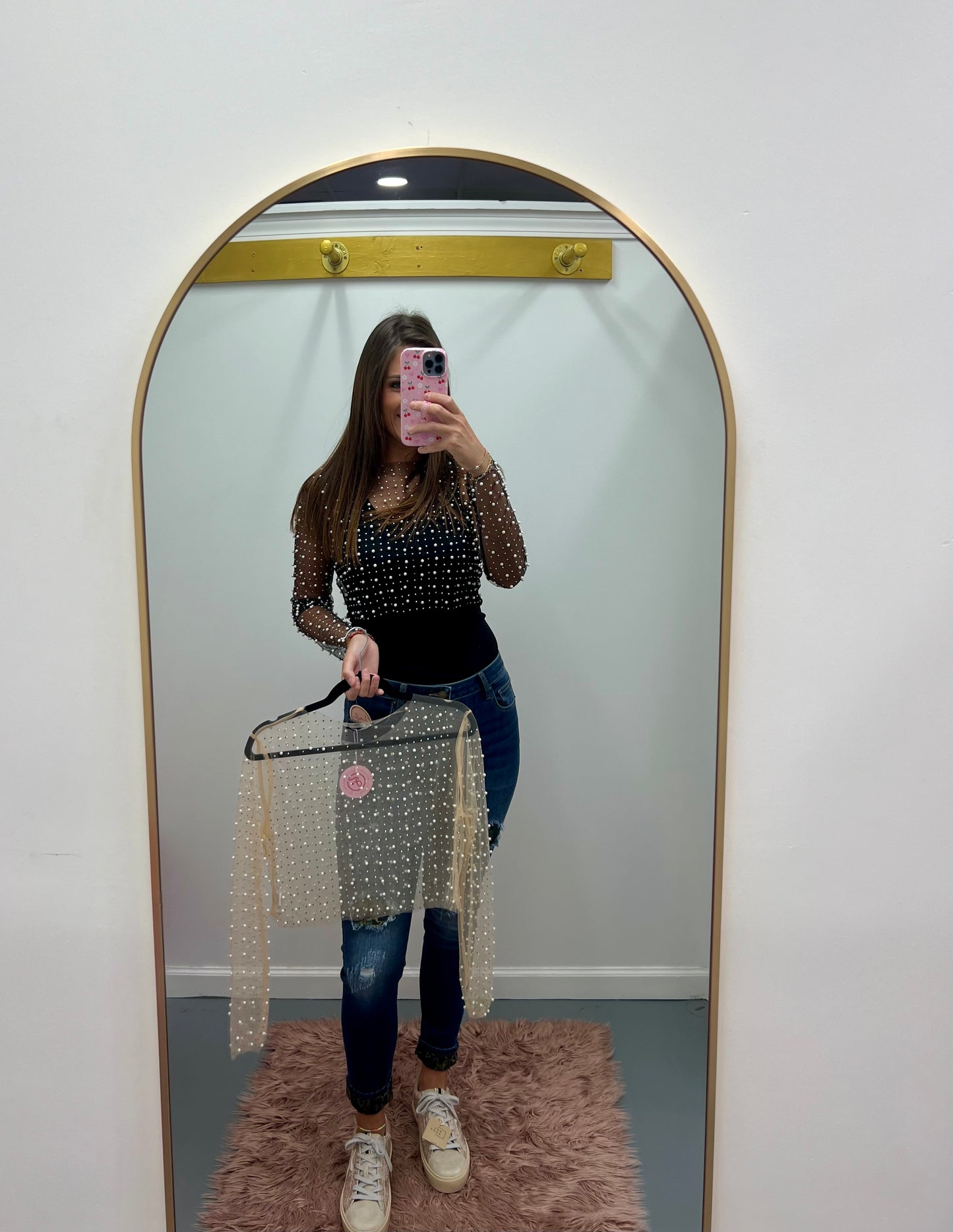 LS Bling Pearl Crop Top Nude