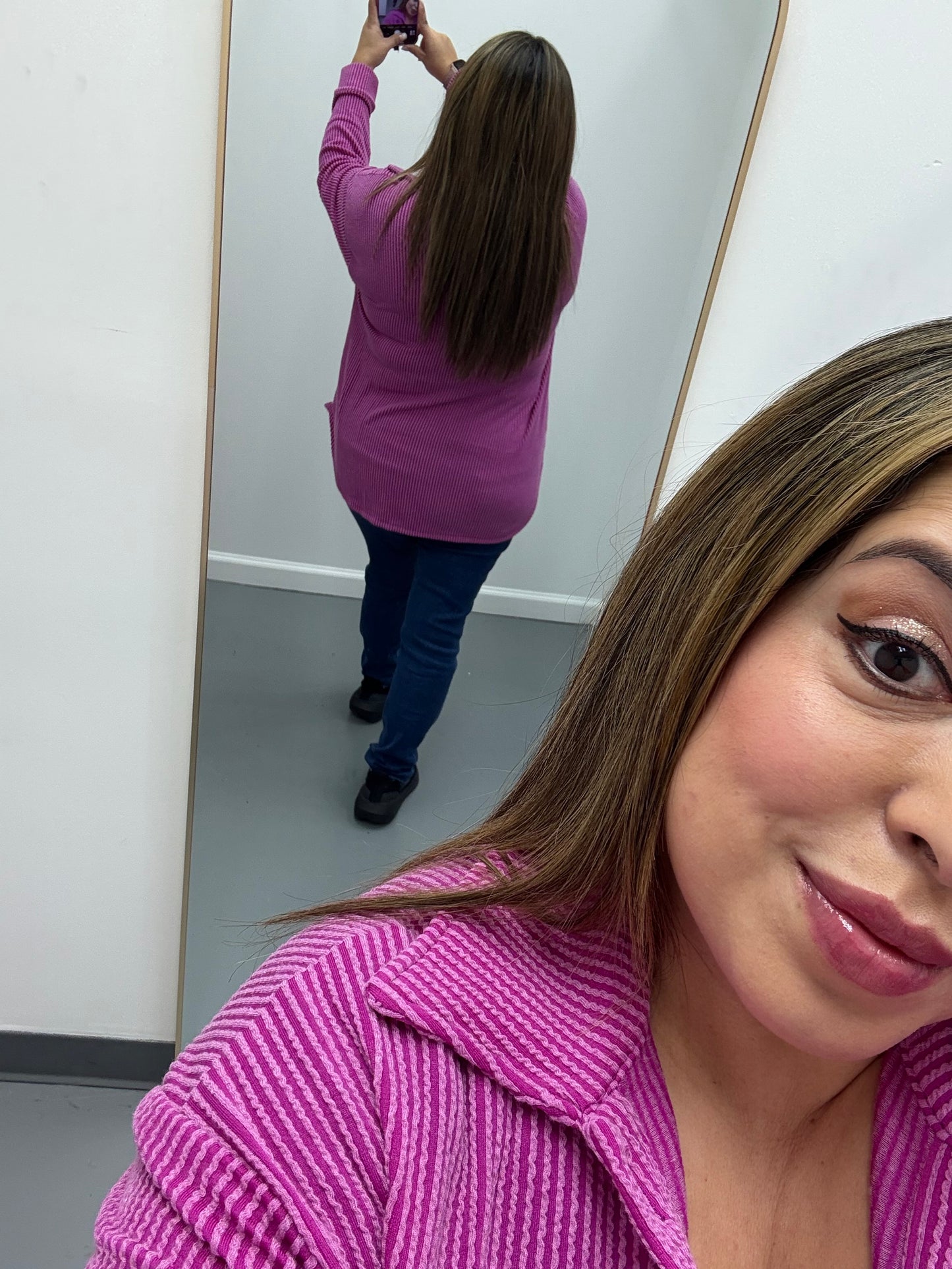Ribbed Blouse Magenta