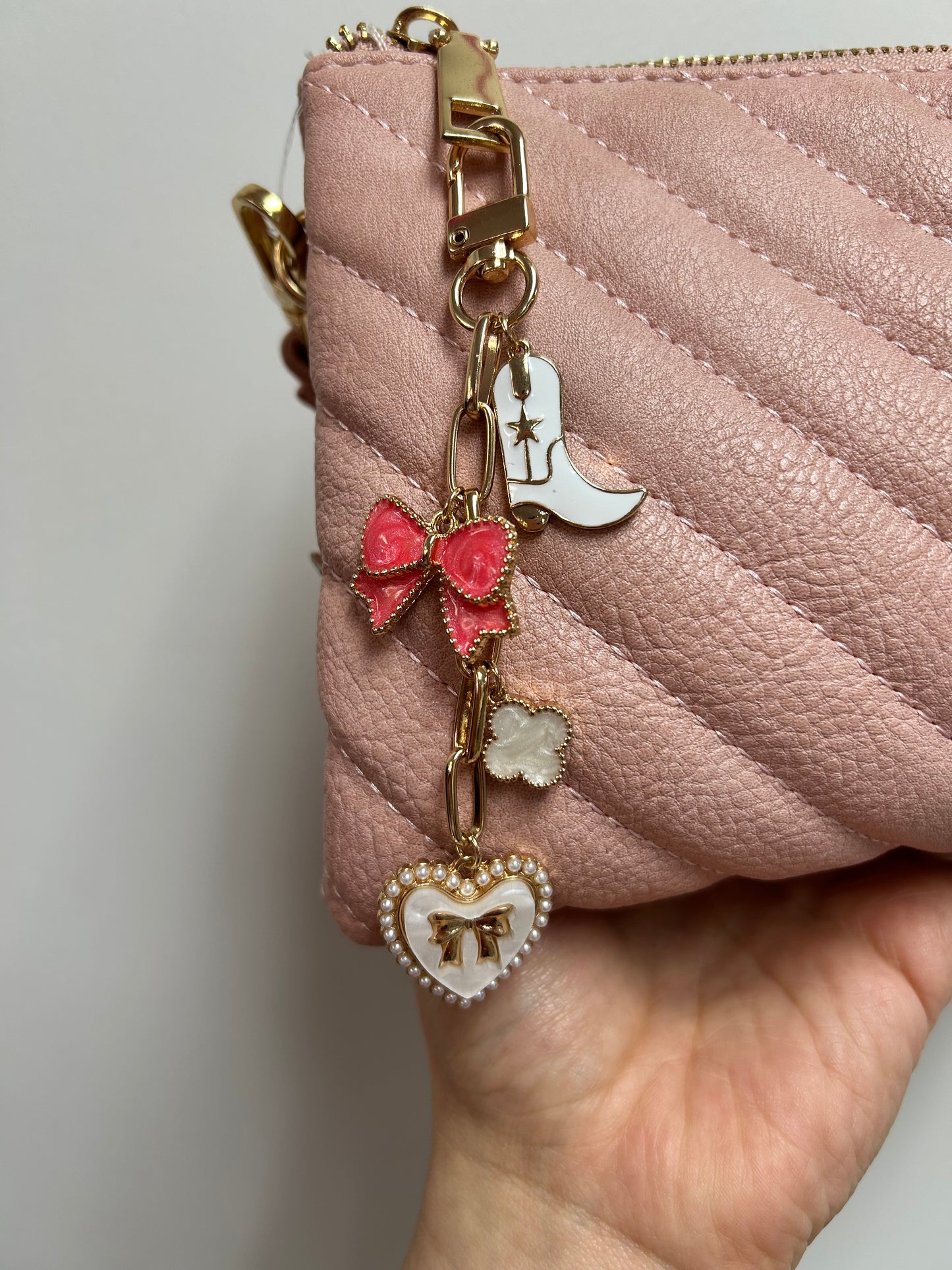 Bag Charms Pink Bow Boots