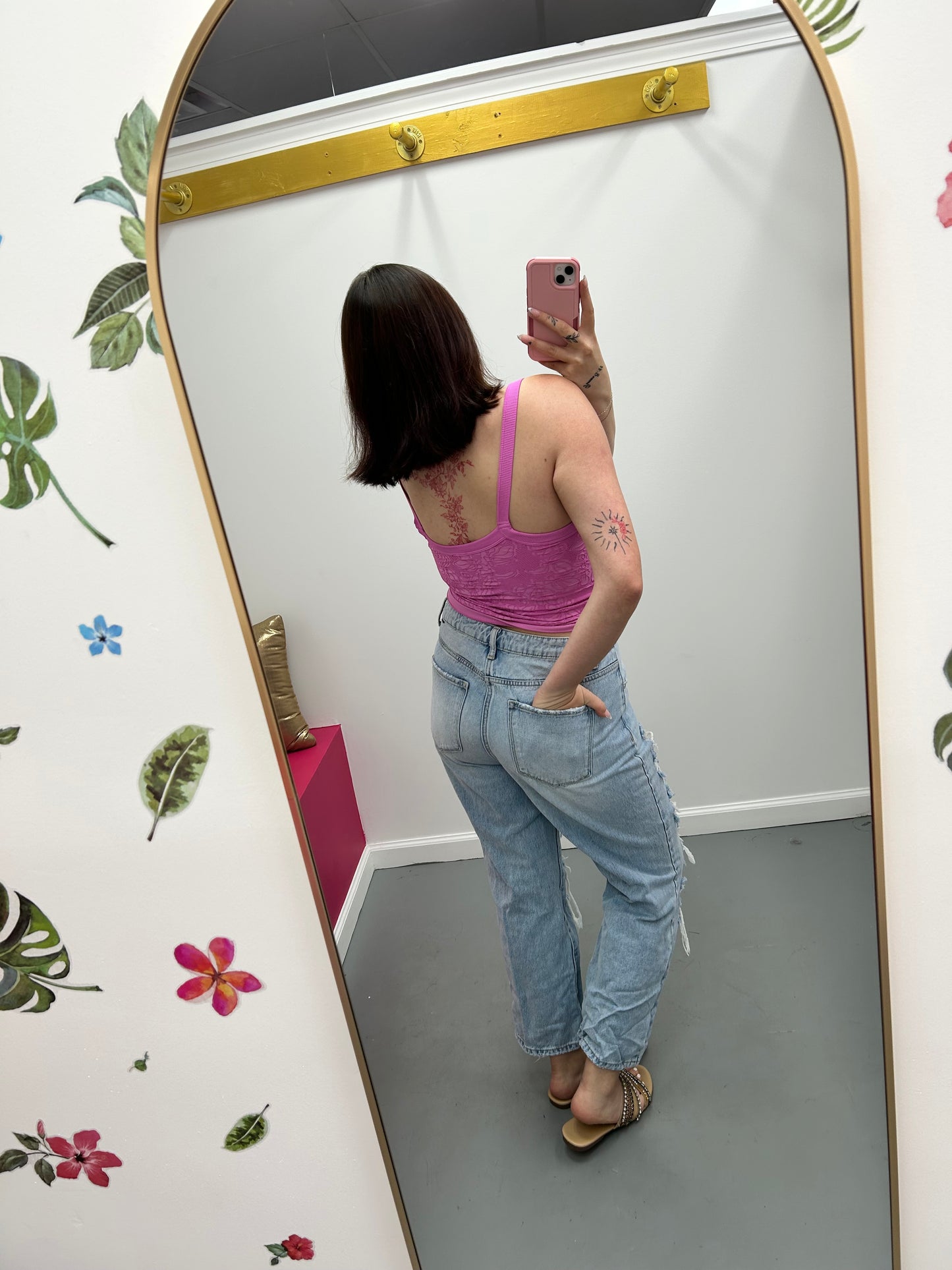 Double Layer Lace Tank Persian Pink