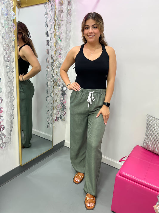 Wide Leg Pants Olive