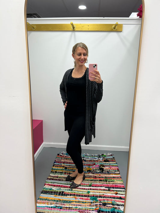 Striped Cardigan Gray