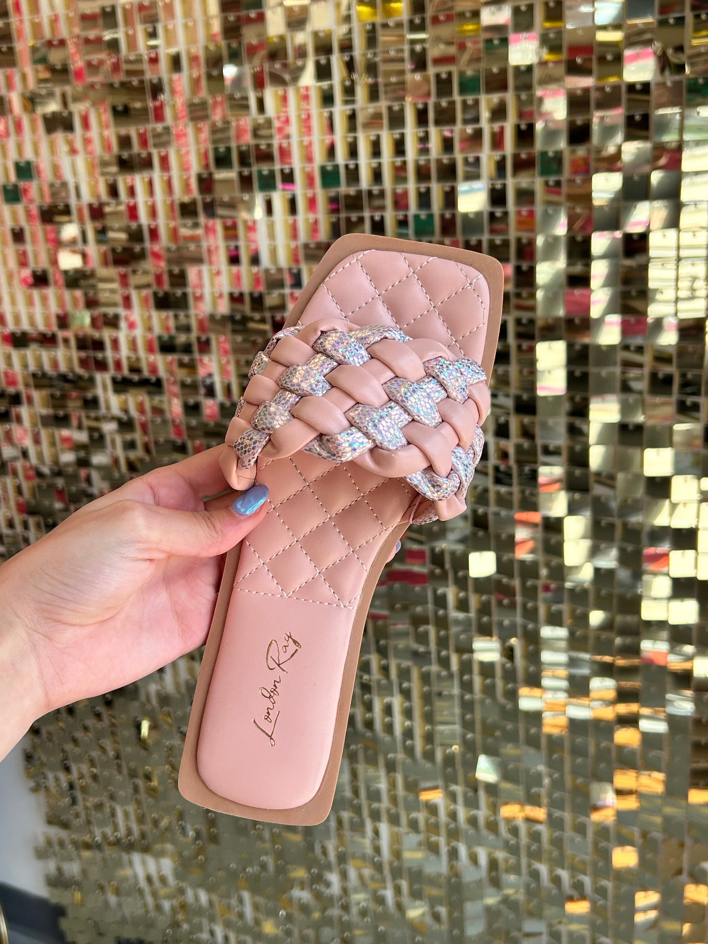 Blush/Silver Braided Sandals