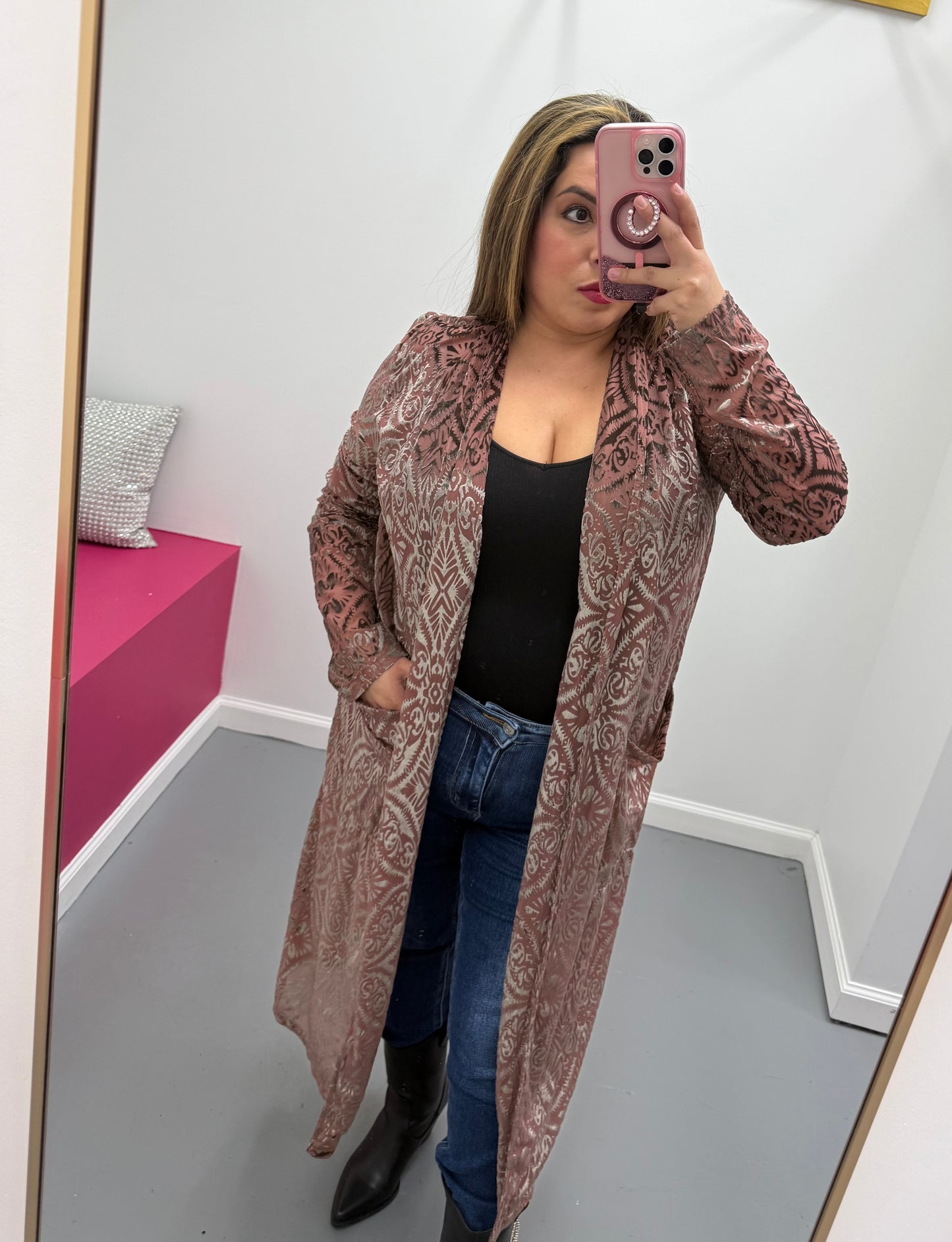 Mesh & Velvet Duster