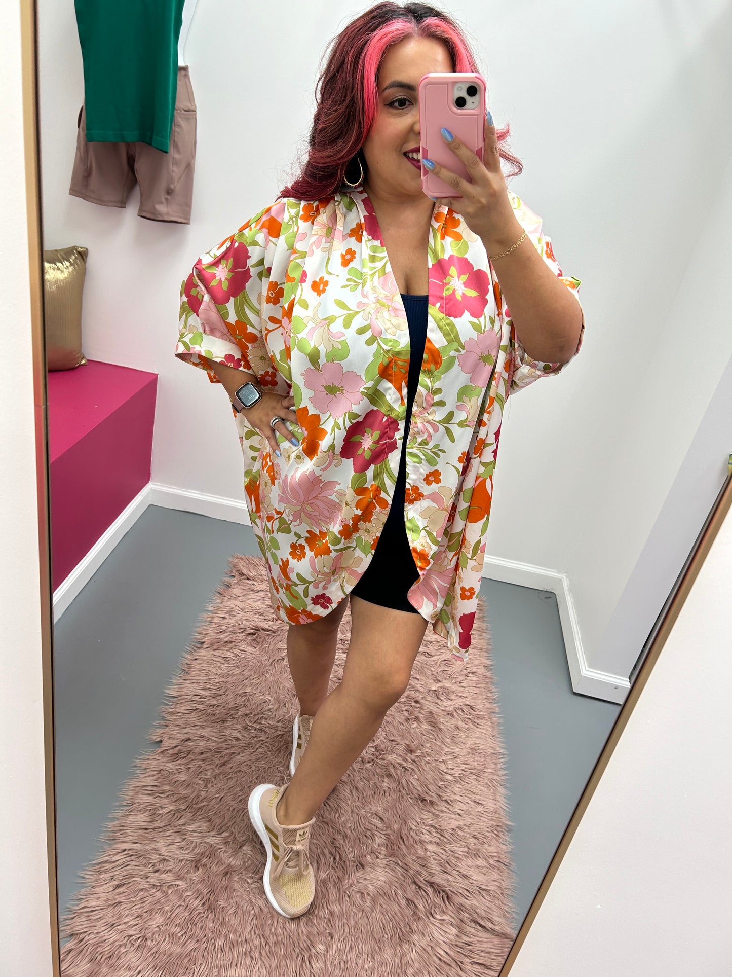 Satin Floral Kimono