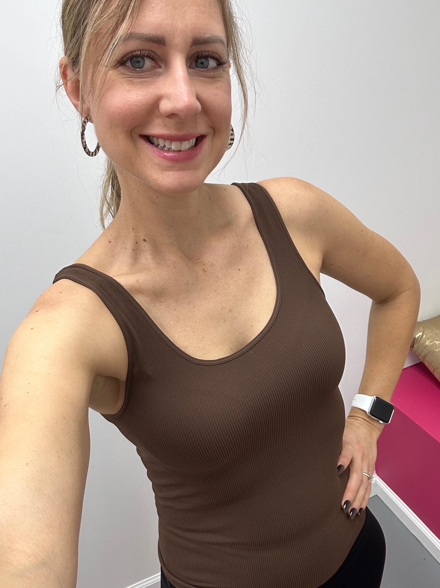 Ribbed Reversible Tank Cocoa