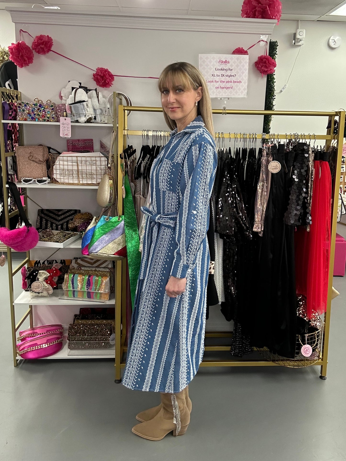 Embroidered Shirt Dress