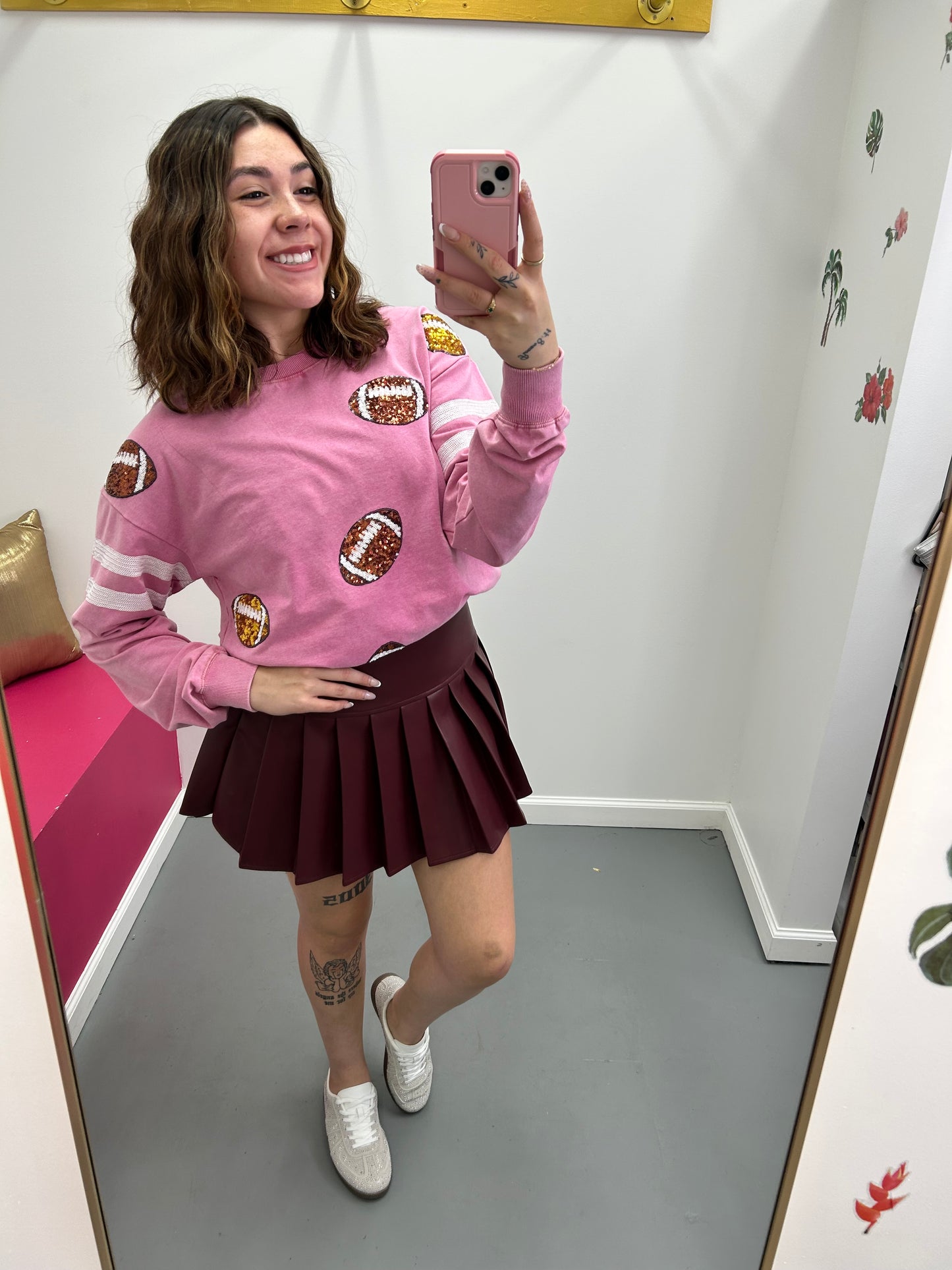 Sequin Footballs Pink Sweatshirt