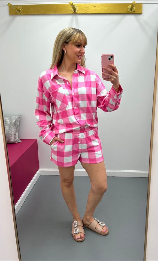 Pink Plaid PJ Set