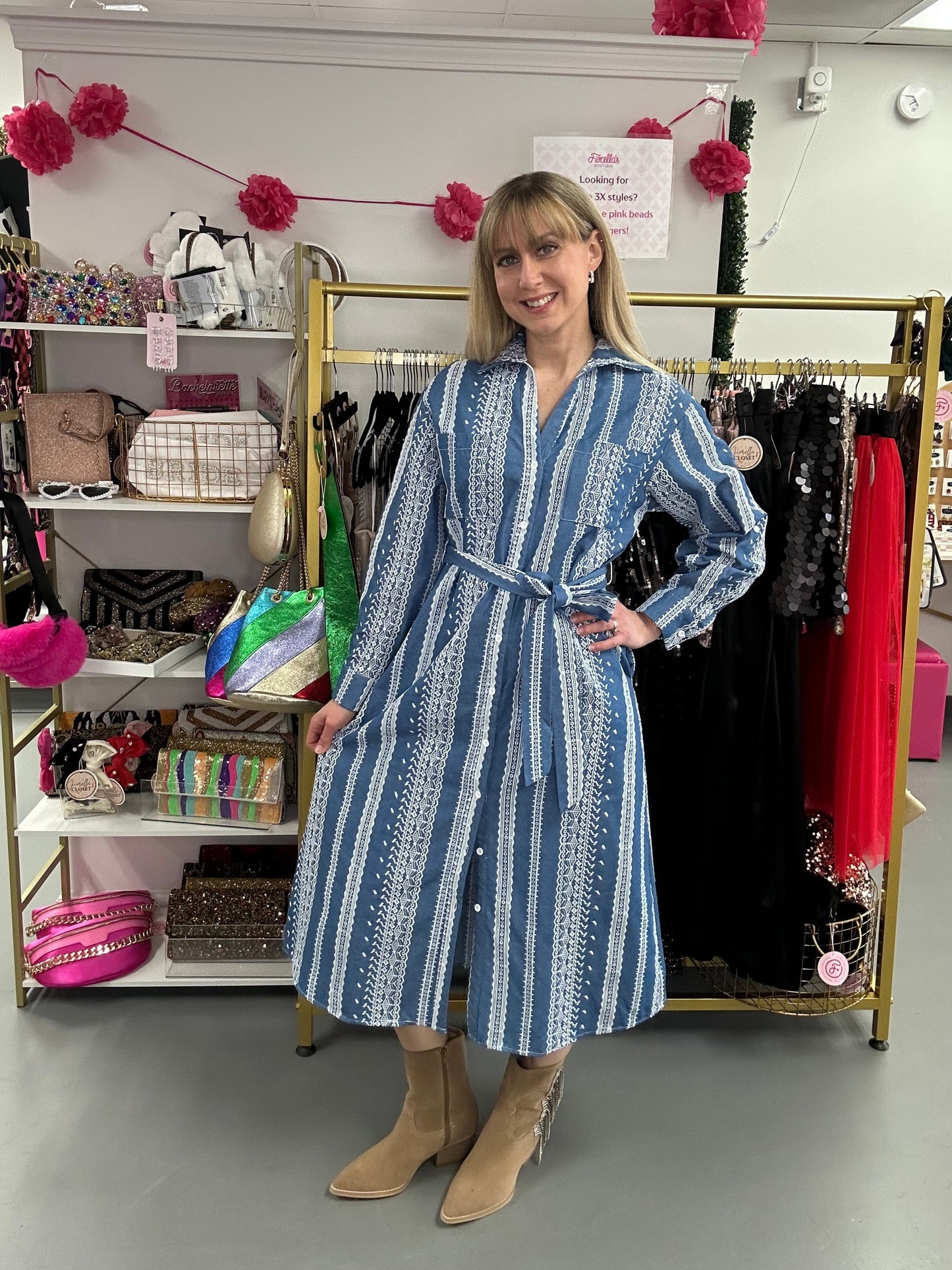 Embroidered Shirt Dress