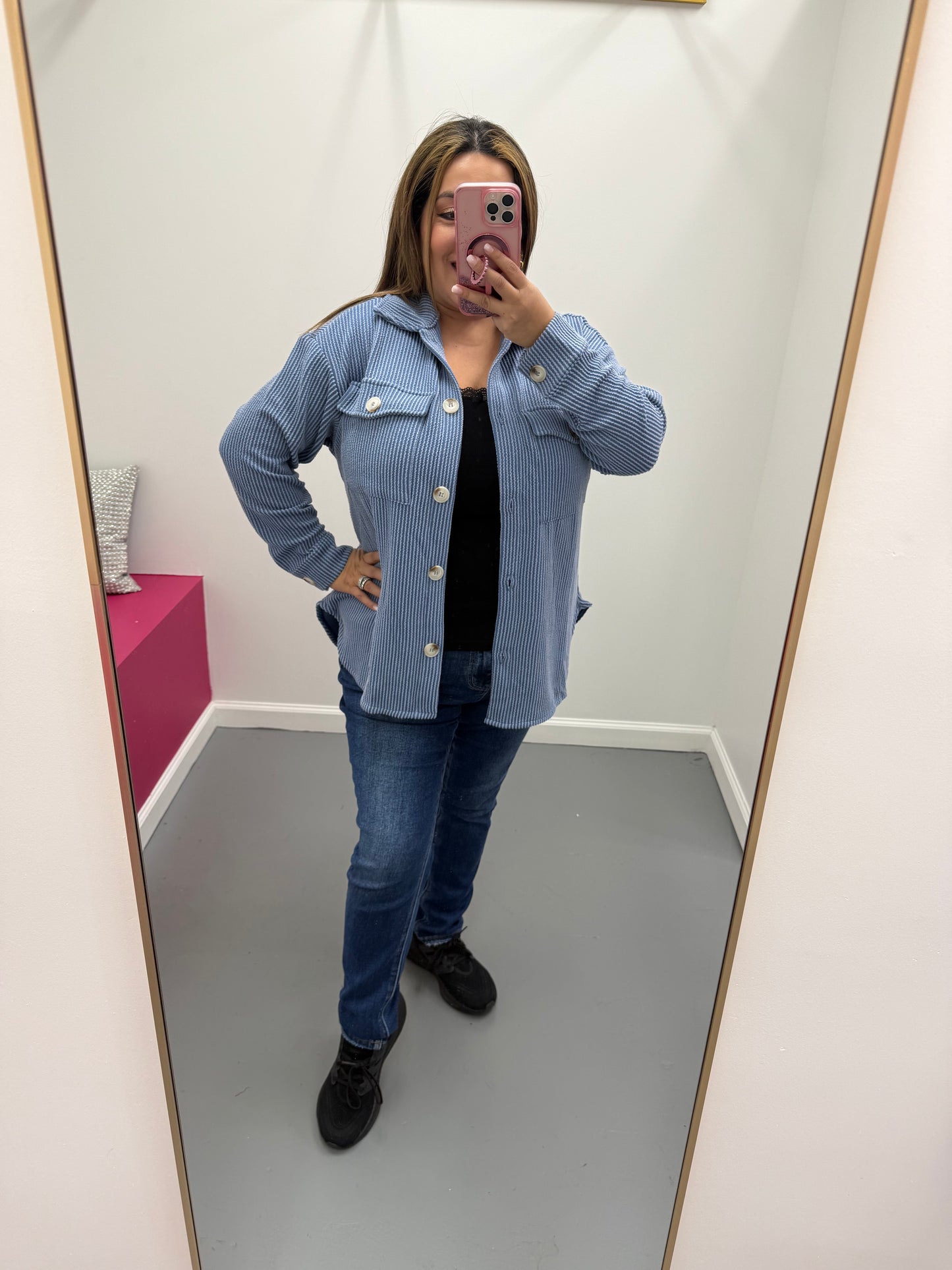 Ribbed Blouse Dusty Blue