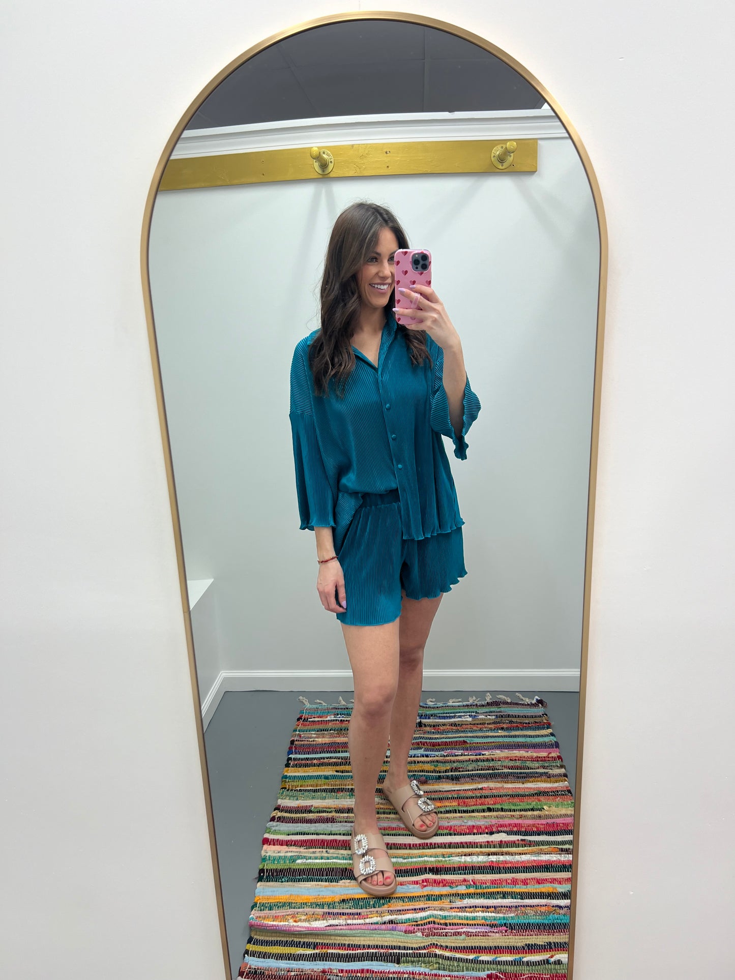 Pleated Lounge Set Teal