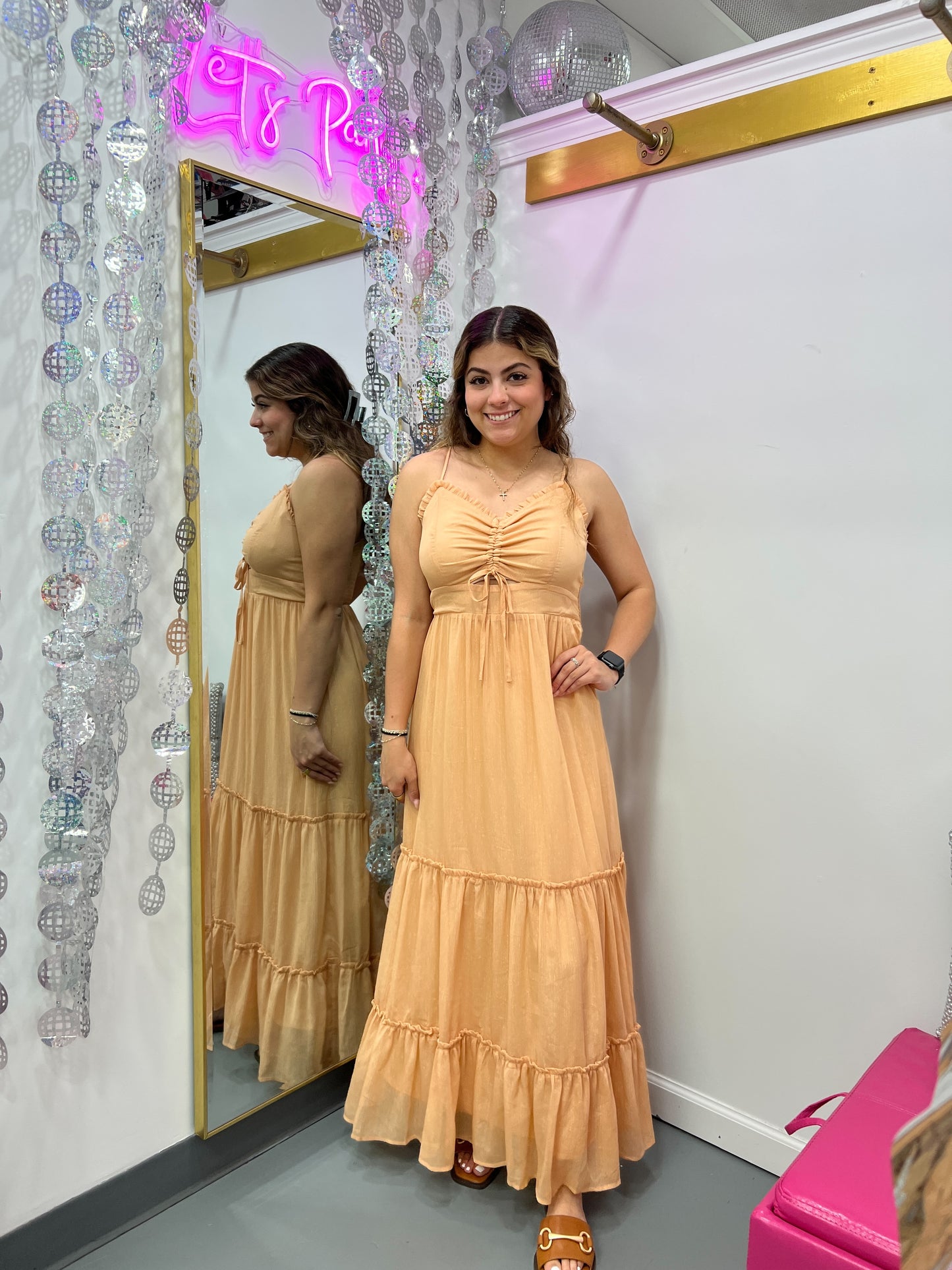 Maxi Dress Metallic Apricot