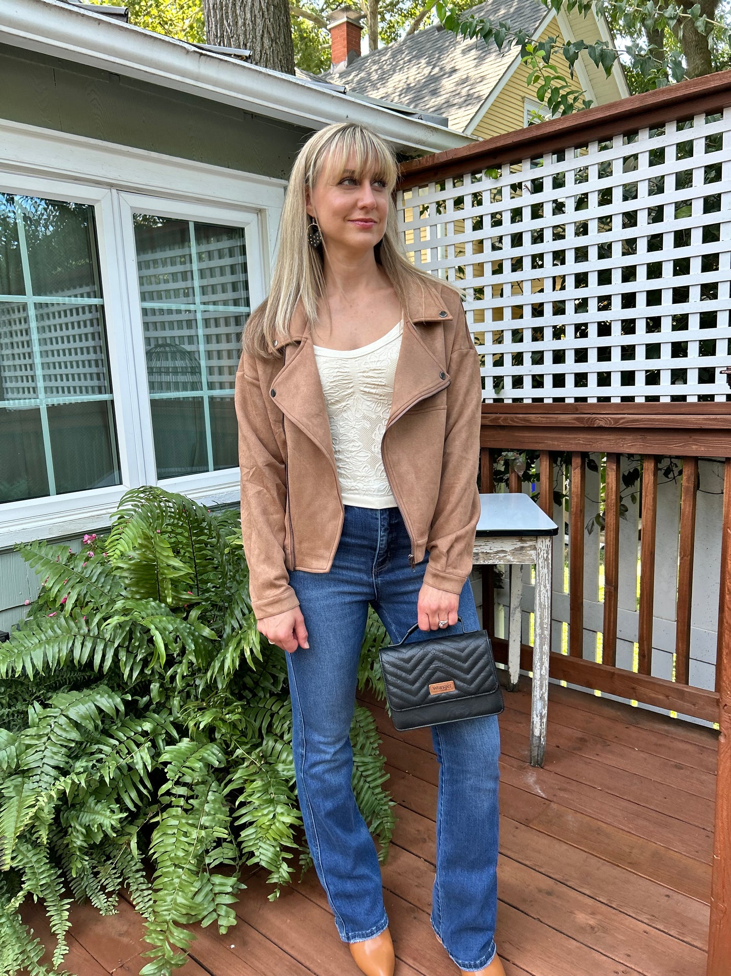 Suede Moto Jacket Camel