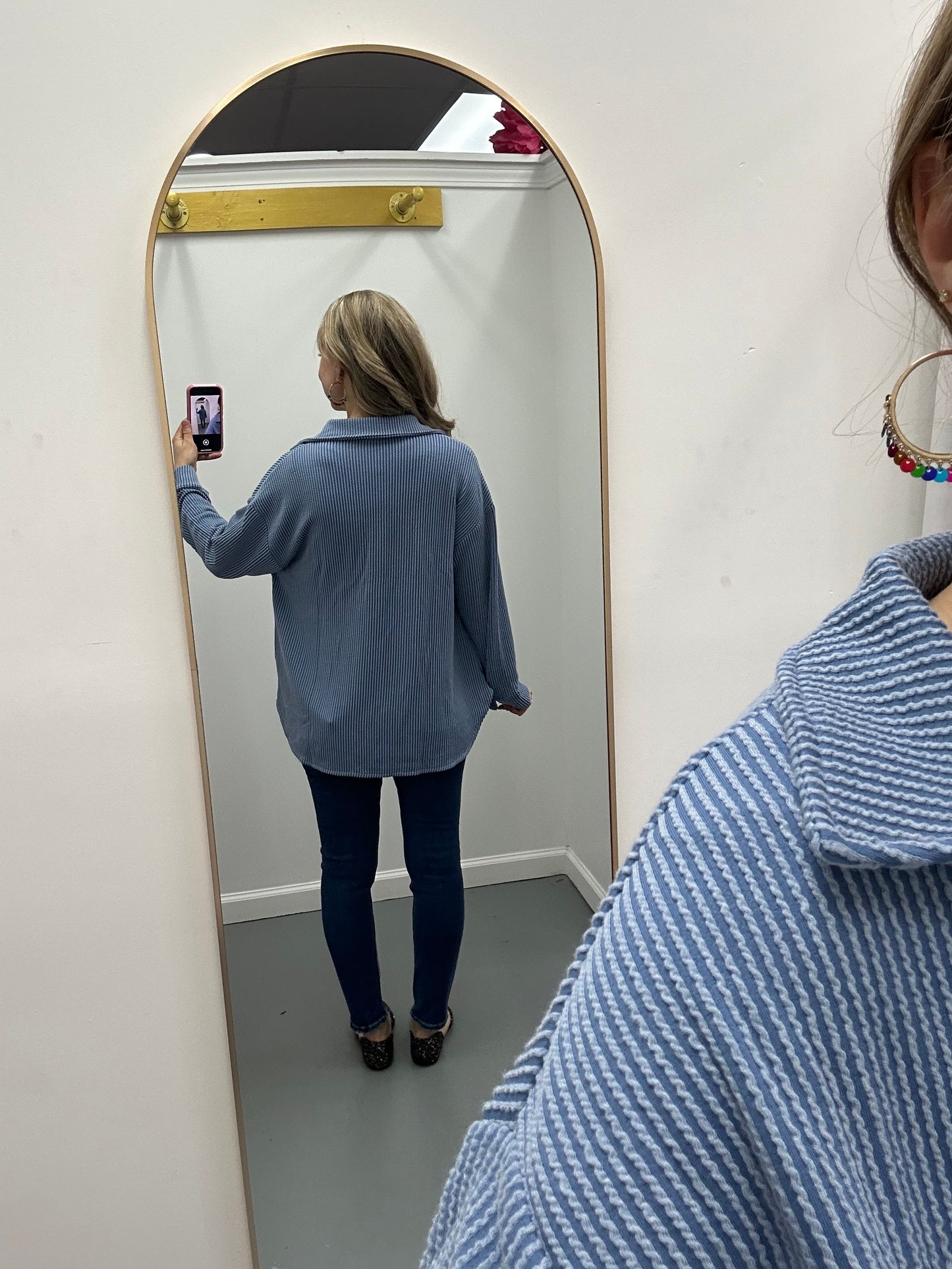 Ribbed Blouse Dusty Blue